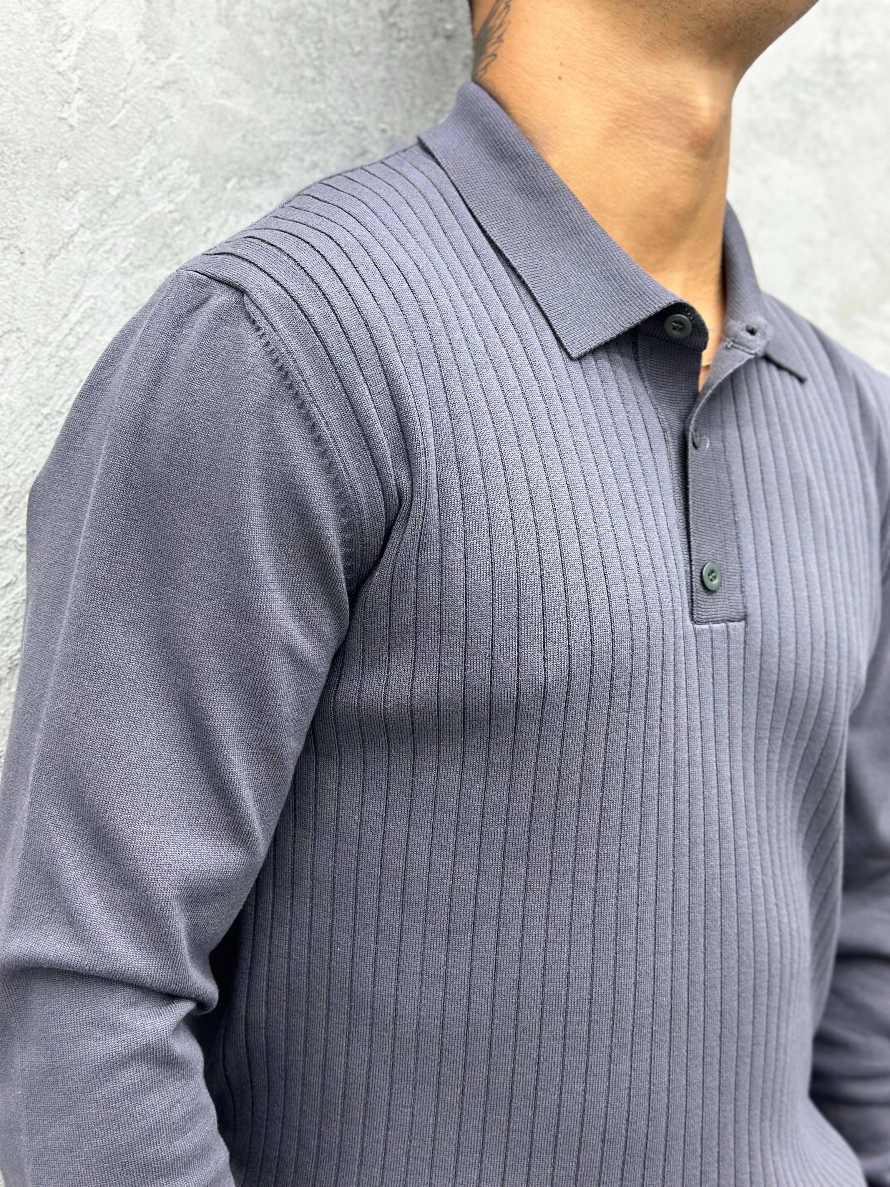 TR1045 POLO YAKA ÇİZGİLİ TRİKO
