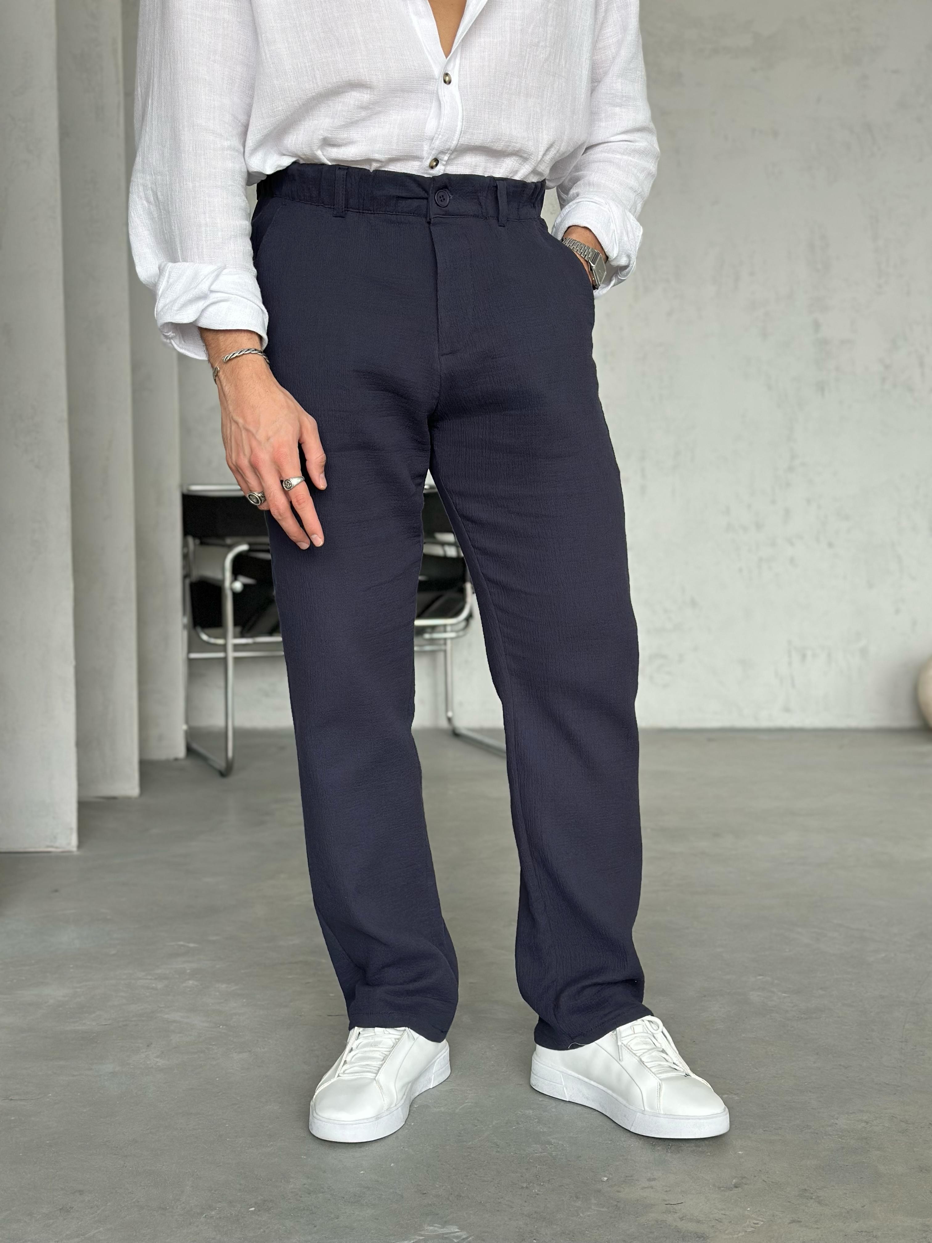 KM50661 Dokulu jogger pantolon LACİVERT - W