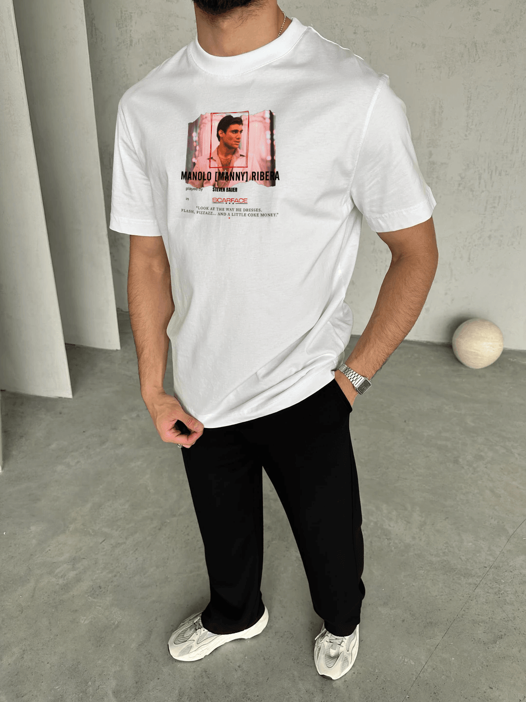 T2047 MANNY (SCARFACE) Baskılı Oversize Tshirt