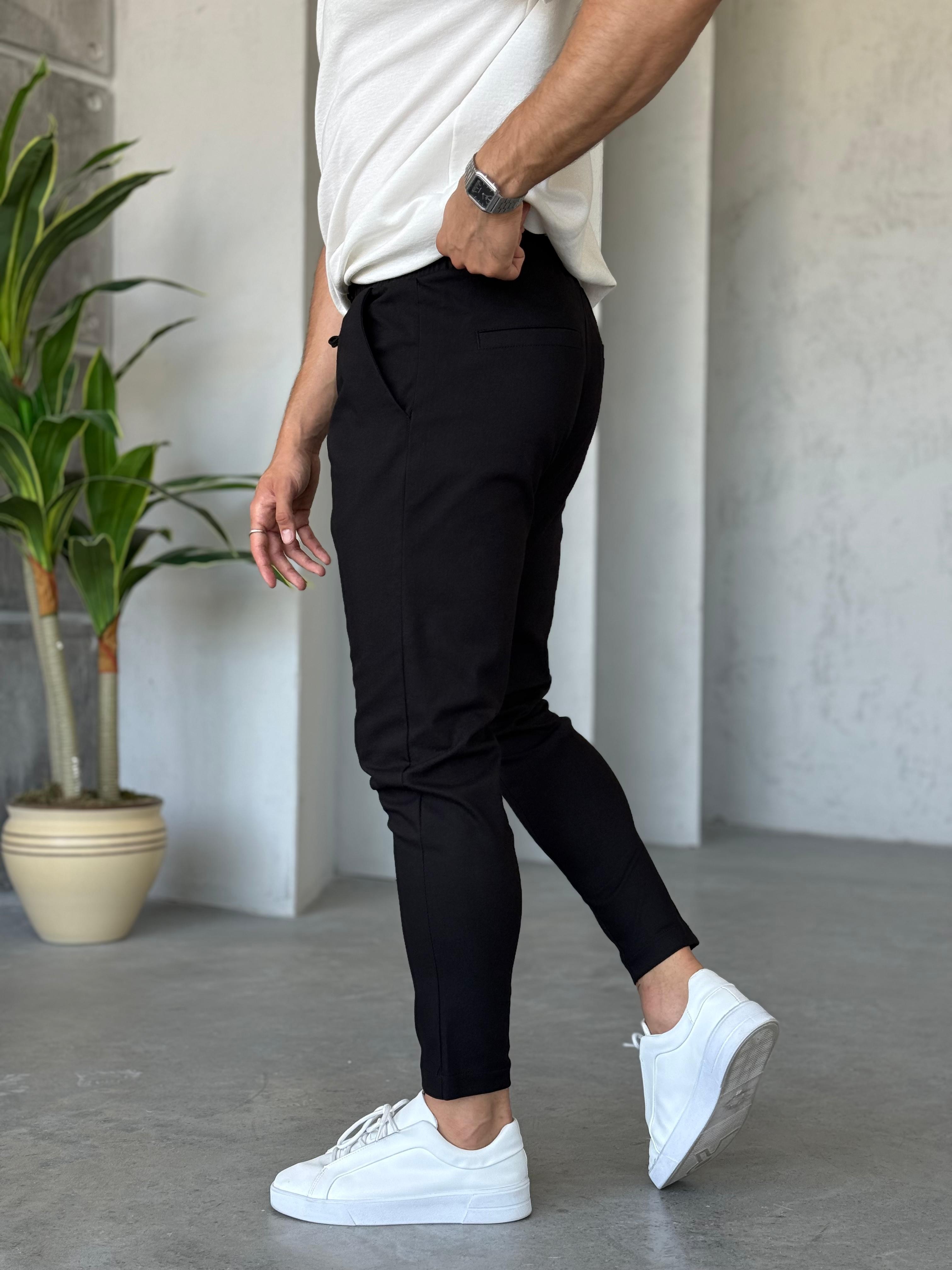 Km2102 Slim Kumaş Jogger Pantolon Siyah