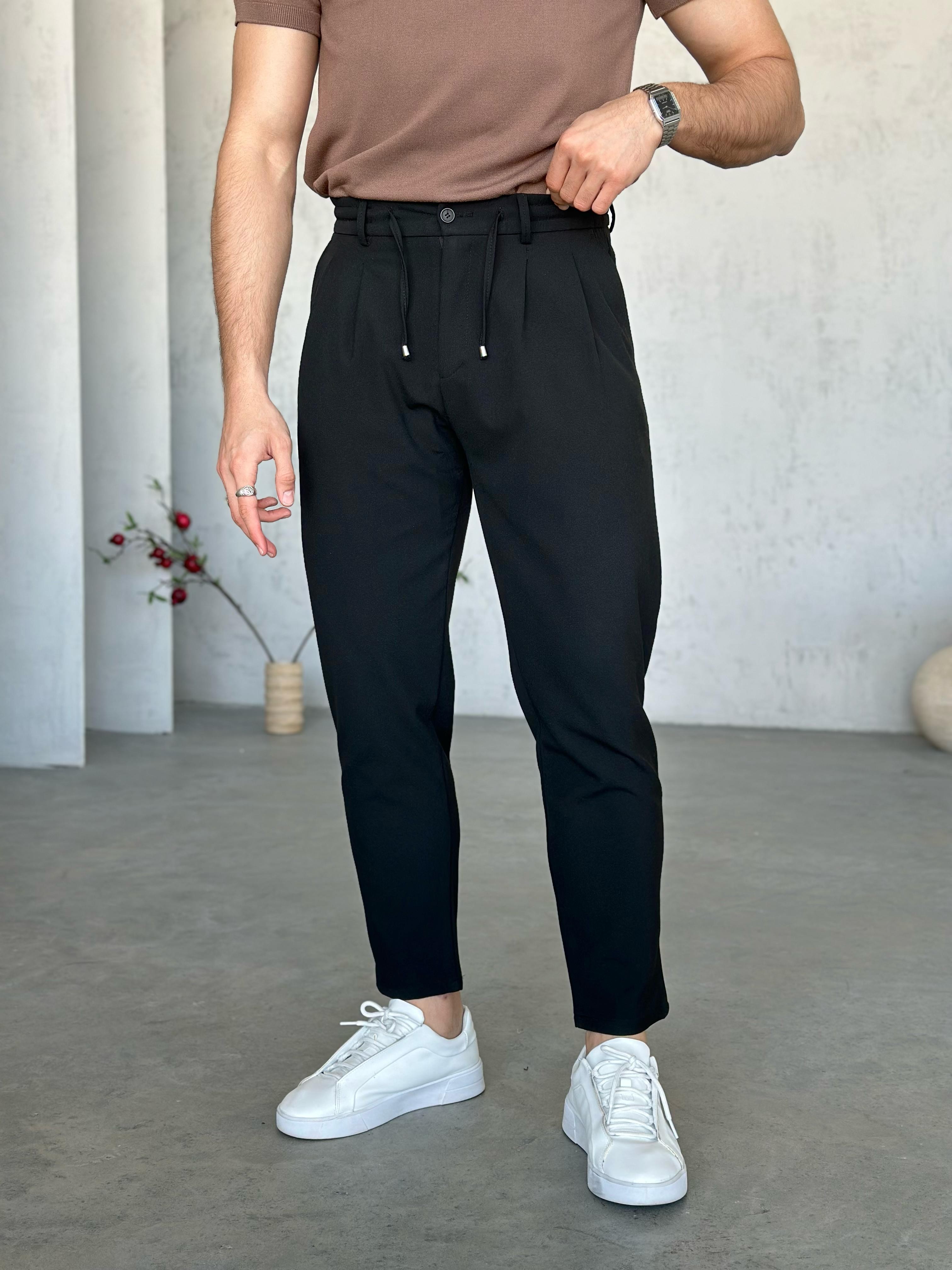 KM2501 İp Detaylı Jogger Pantolon Siyah
