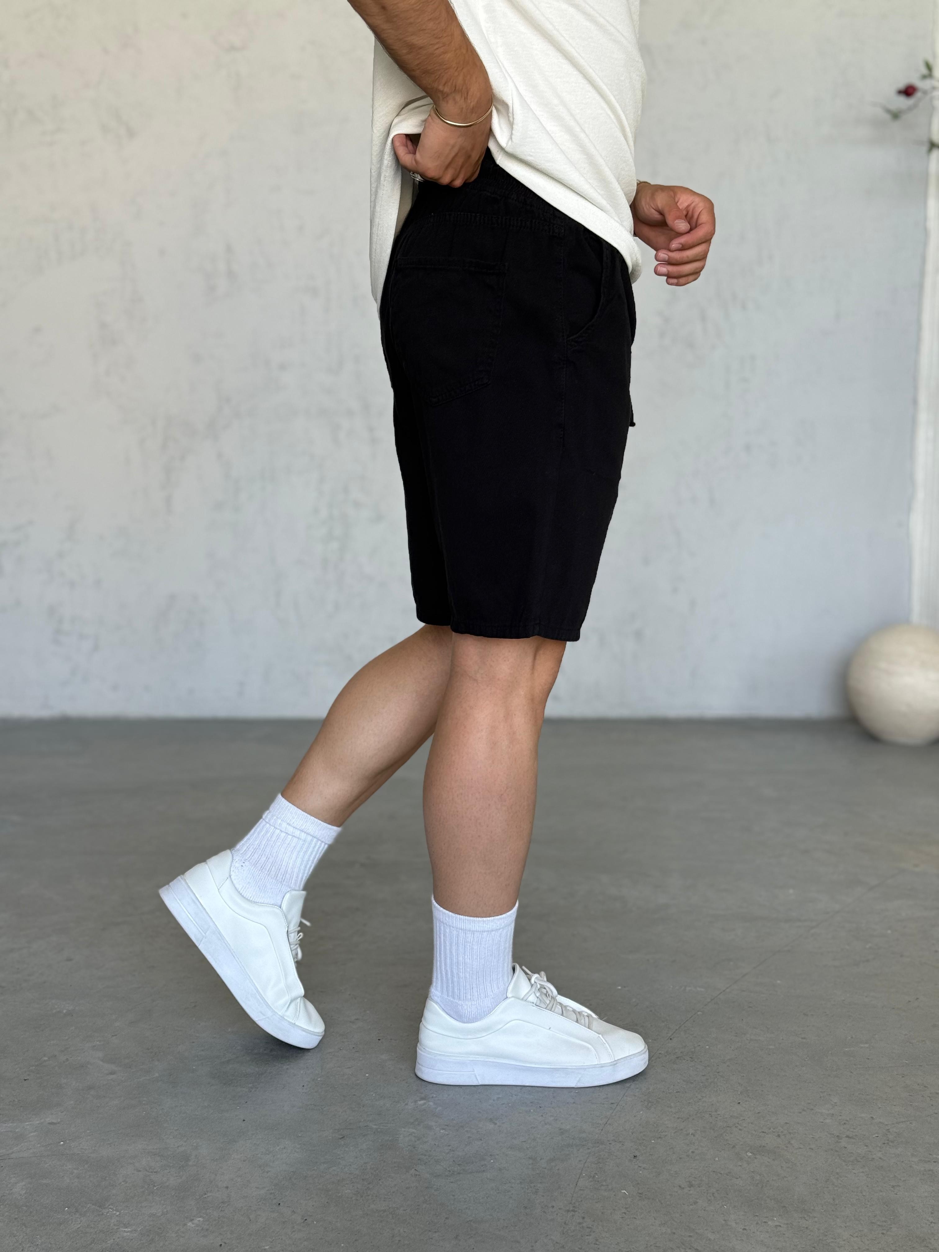SH203 Gabardin Kumaş Şort Siyah