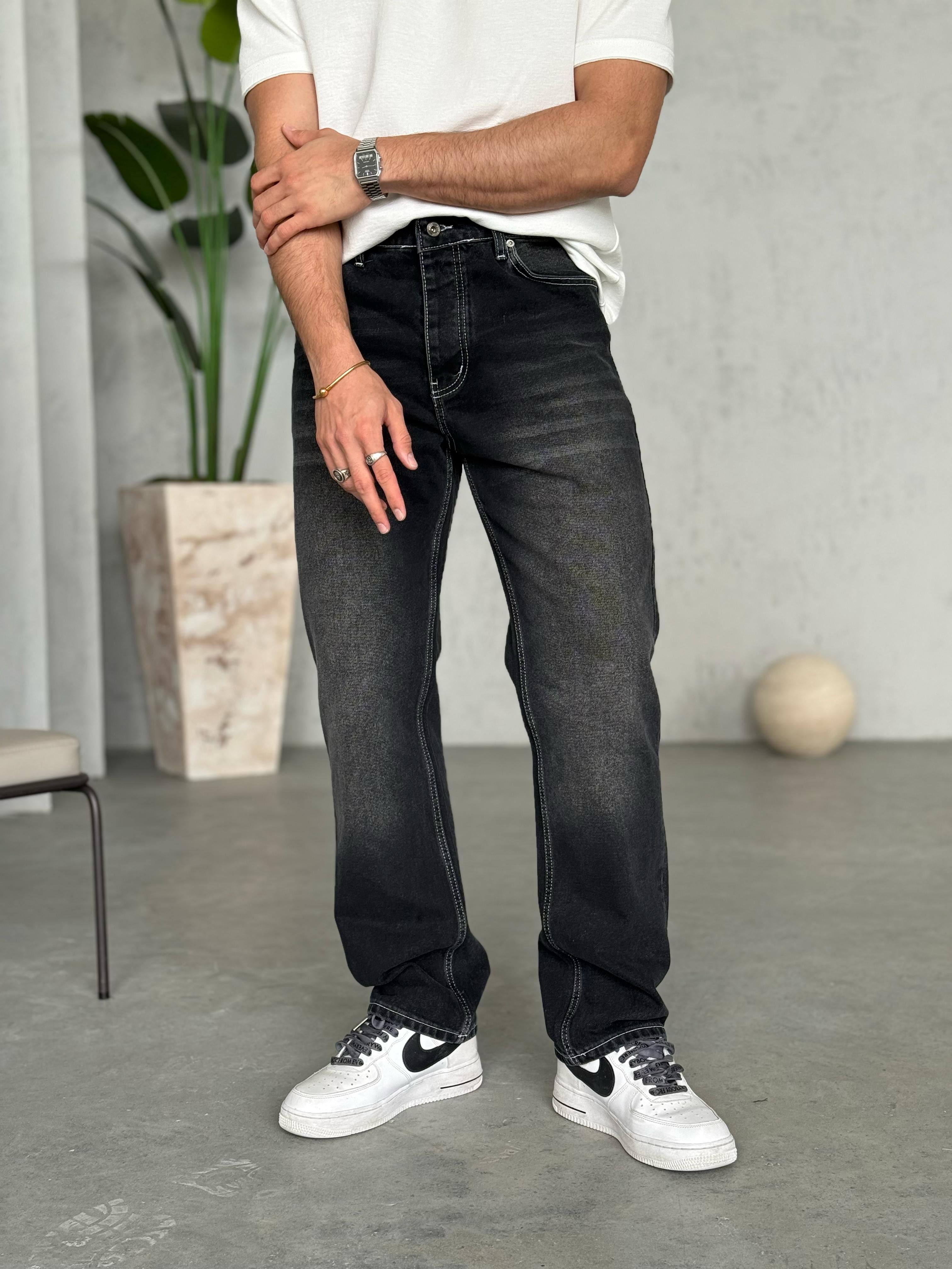 P3232 Yıkamalı Antrasit Baggy Pantolon