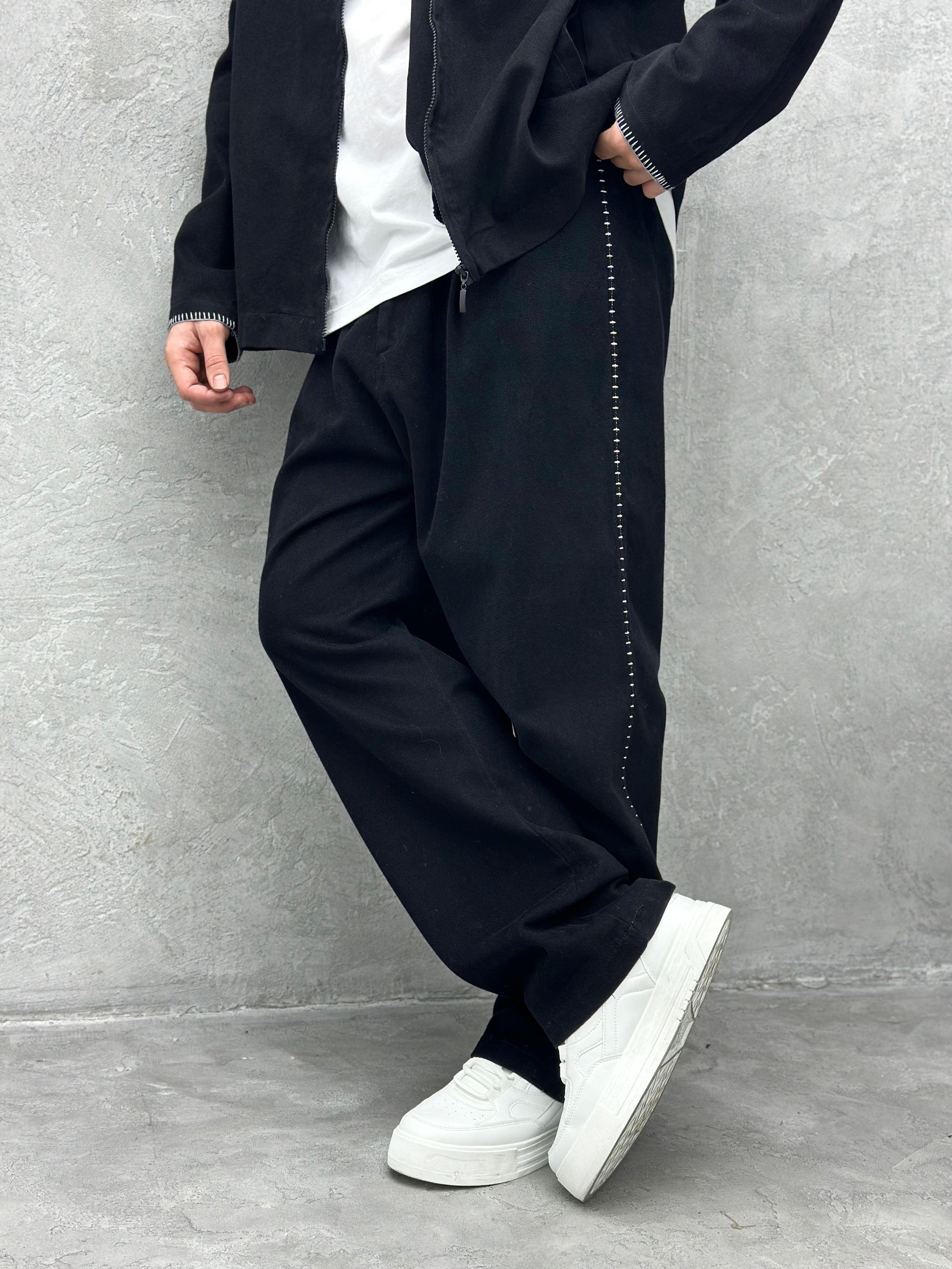 TK101 Oversize Gabardin Kumaş Takim Siyah