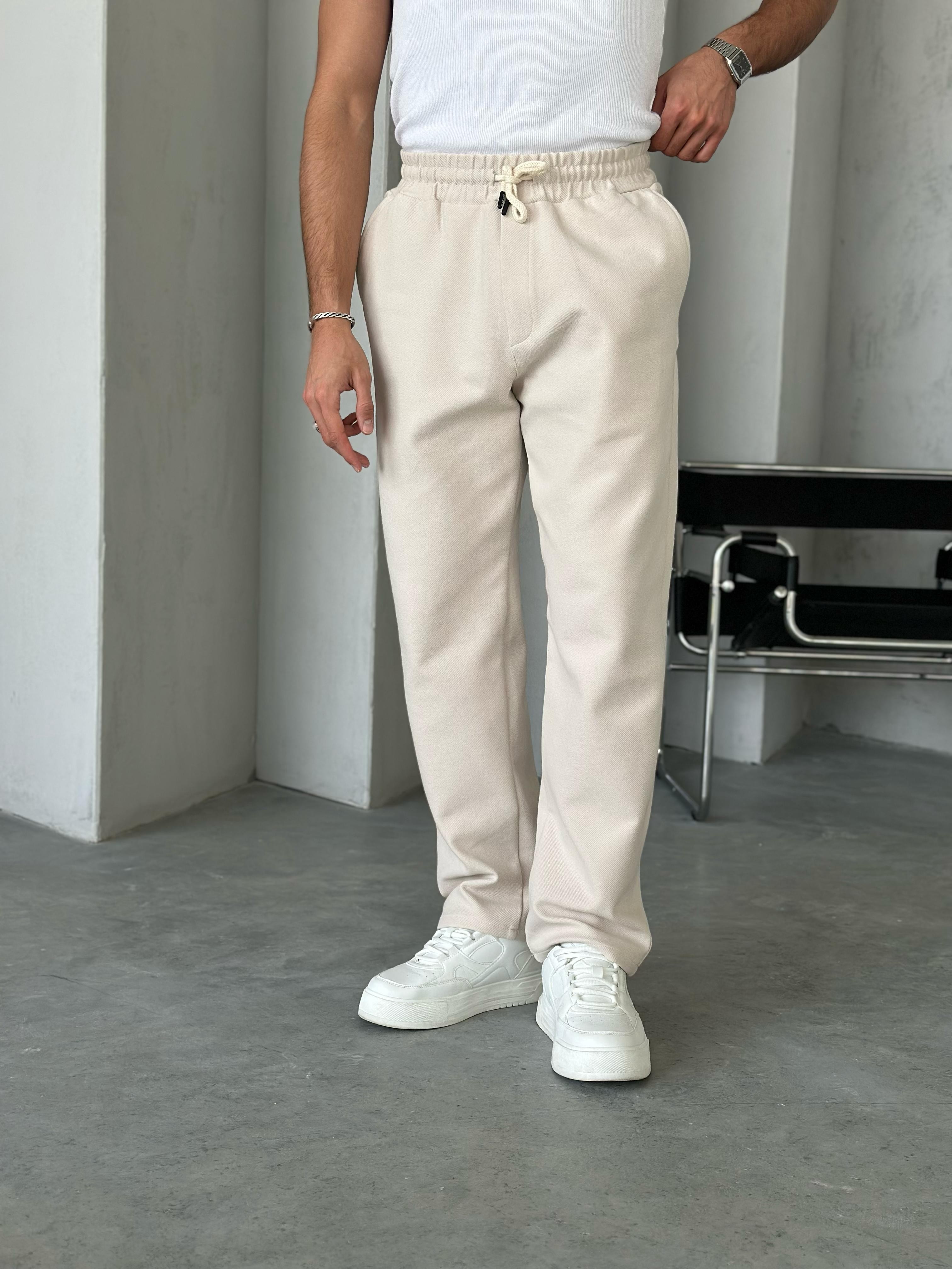 Krem Rahat Kalıp Gabardin Pantolon - G