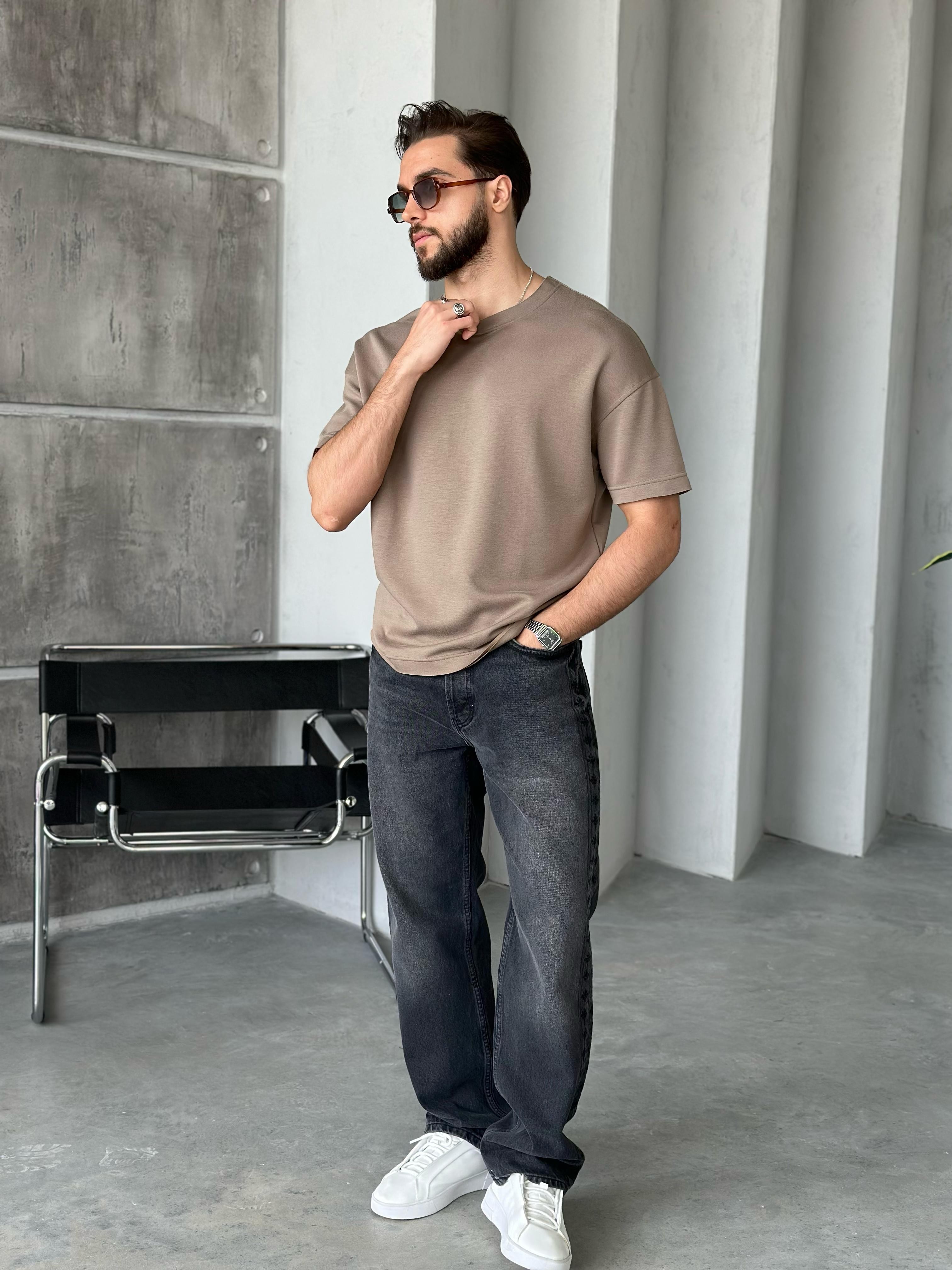 T110 Modal Kumaş Oversize T-shirt Kahve