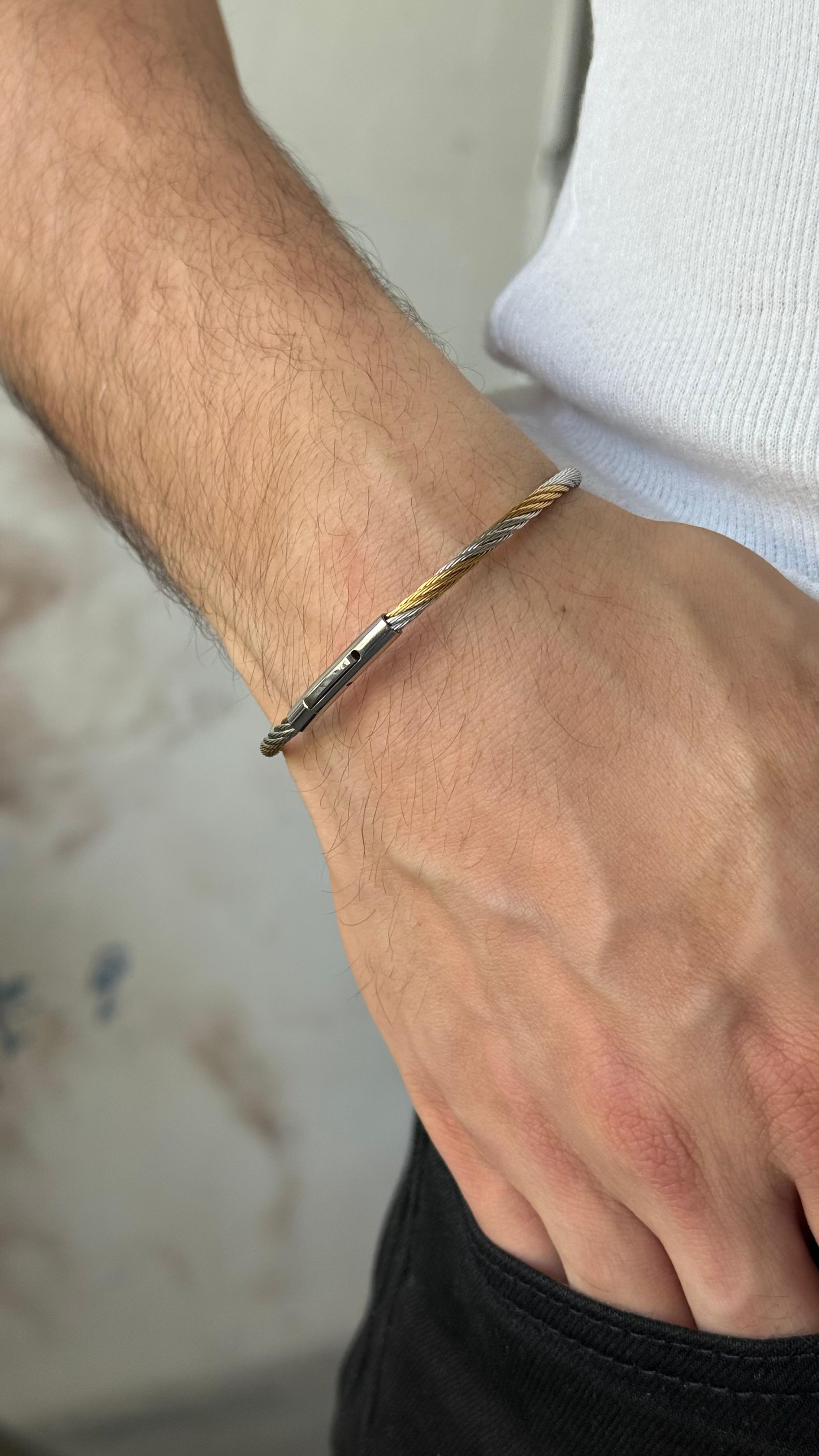 AK206 Gold Çelik Kelepçe Bileklik