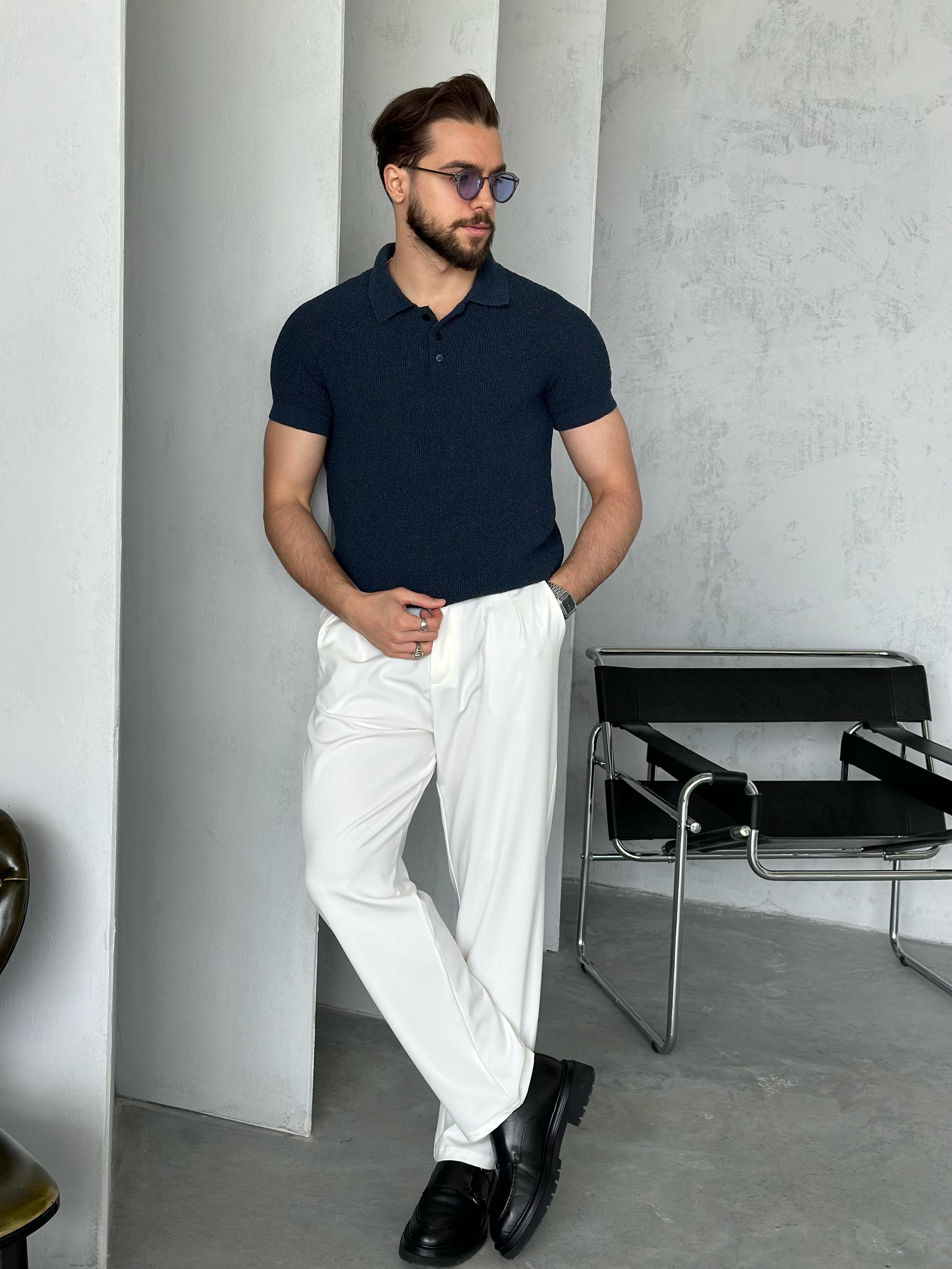 TR3500 İtalyan Kol Polo Yaka Triko Lacivert