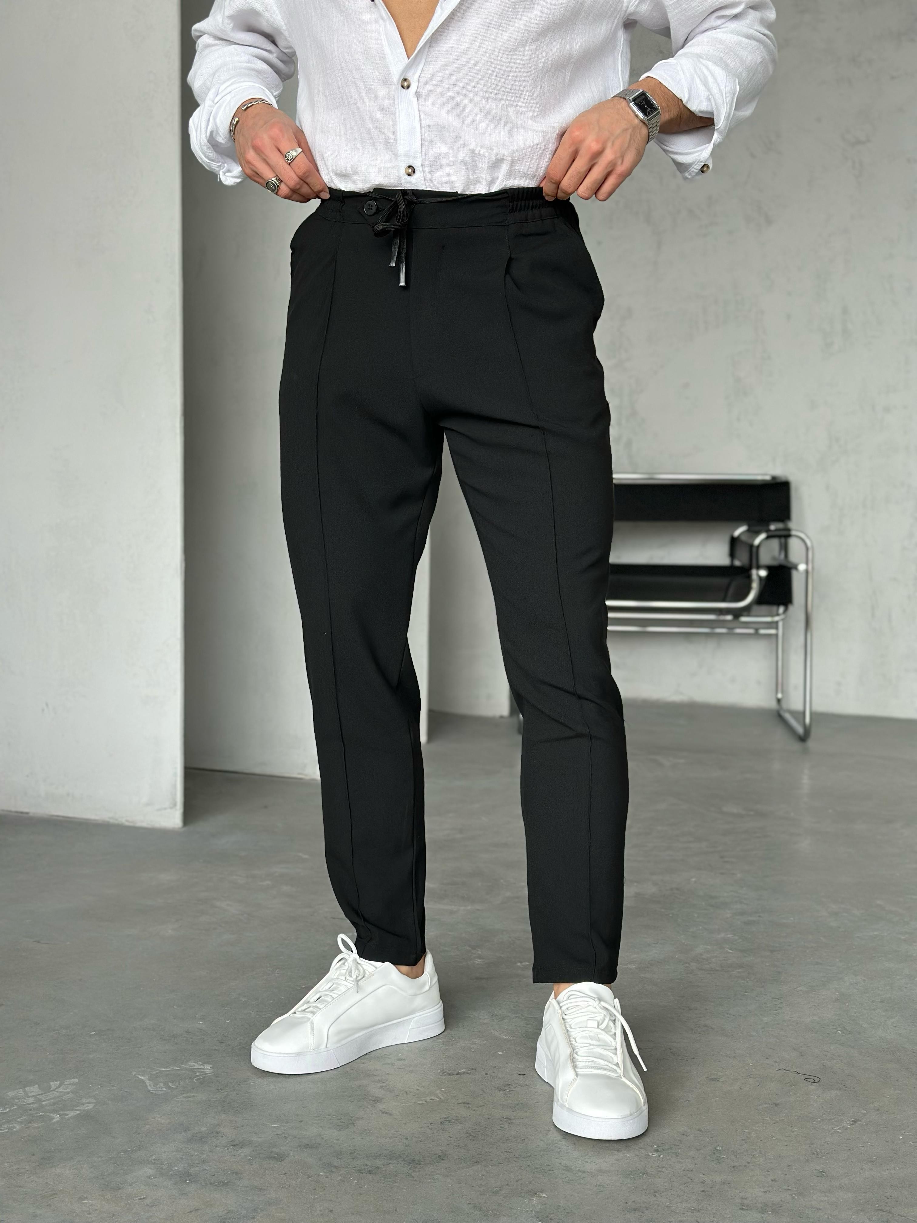 KM50311 jogger pantolon ip,düğme detaylı Siyah - W