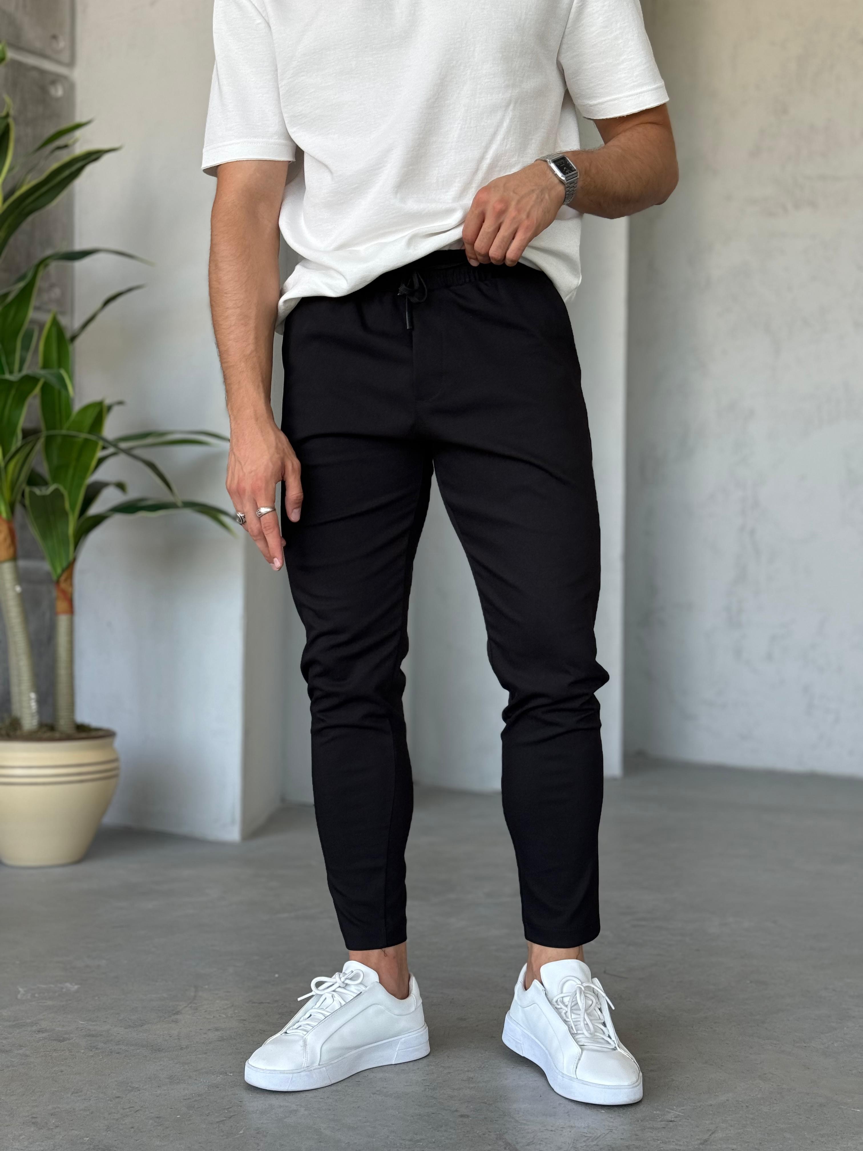 Km2102 Slim Kumaş Jogger Pantolon Siyah
