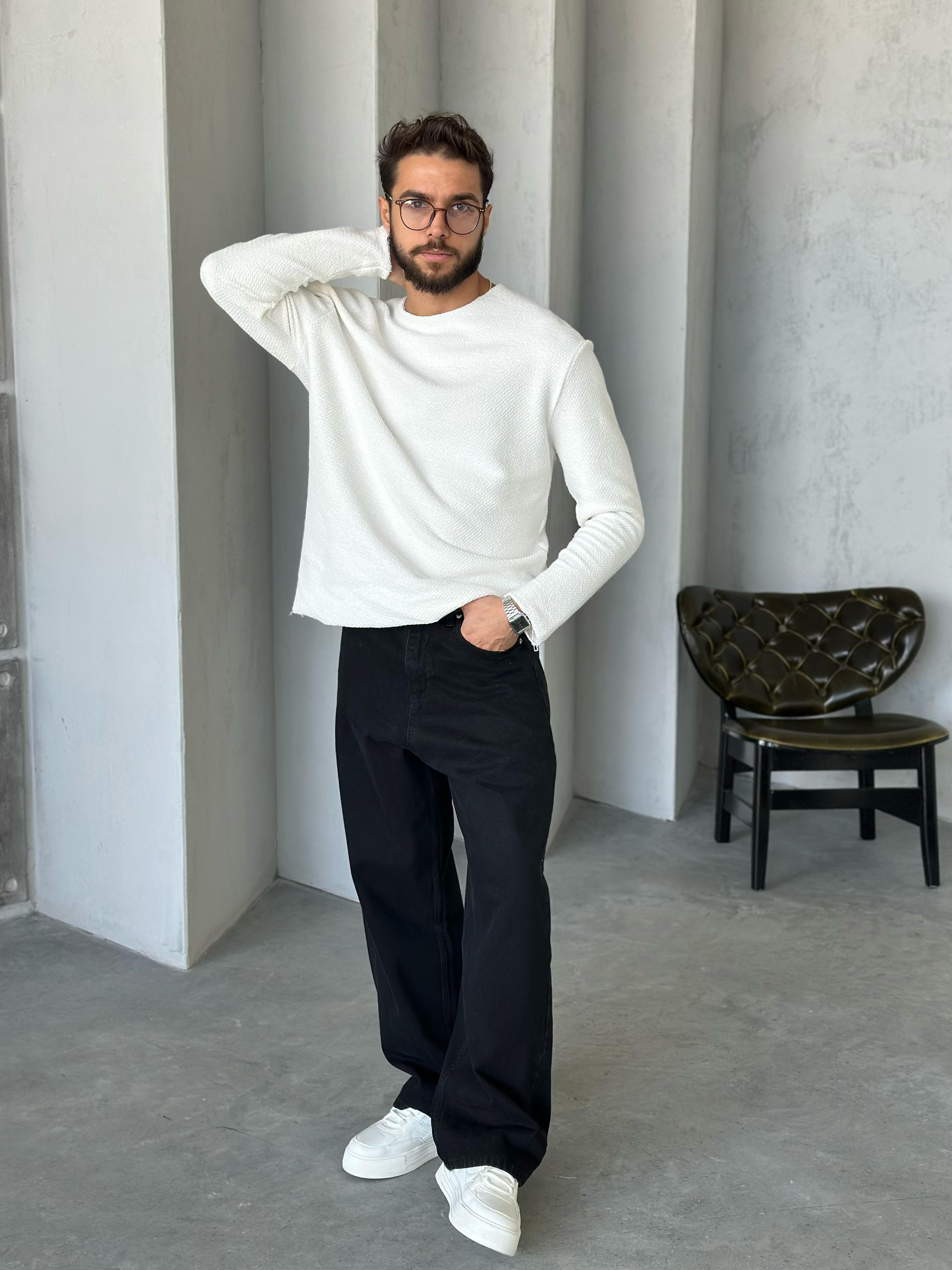 TR1009 KESİK YAKA TRİKO BEYAZ