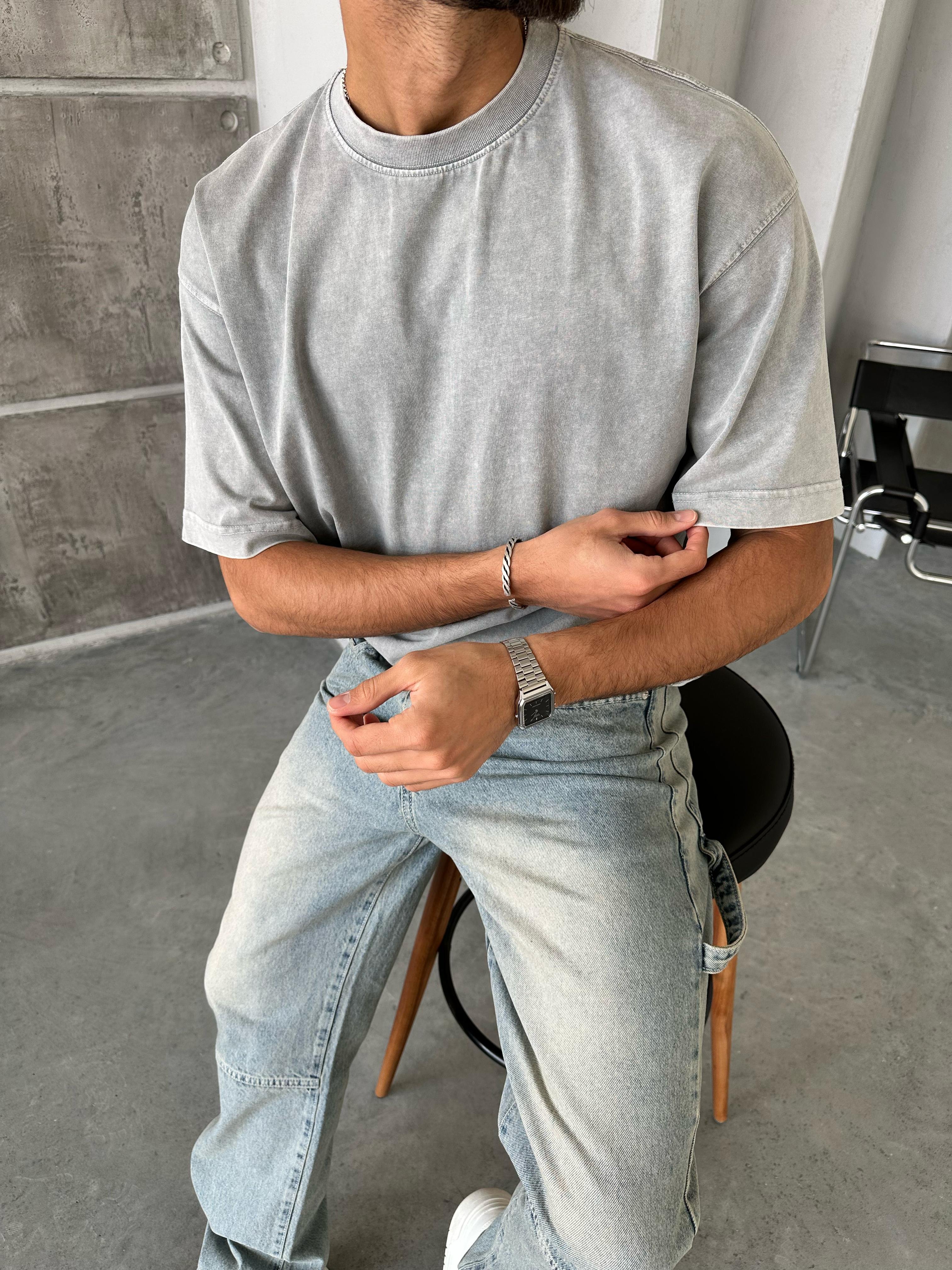 T100 Yıkamalı oversize 2 iplik t-shirt