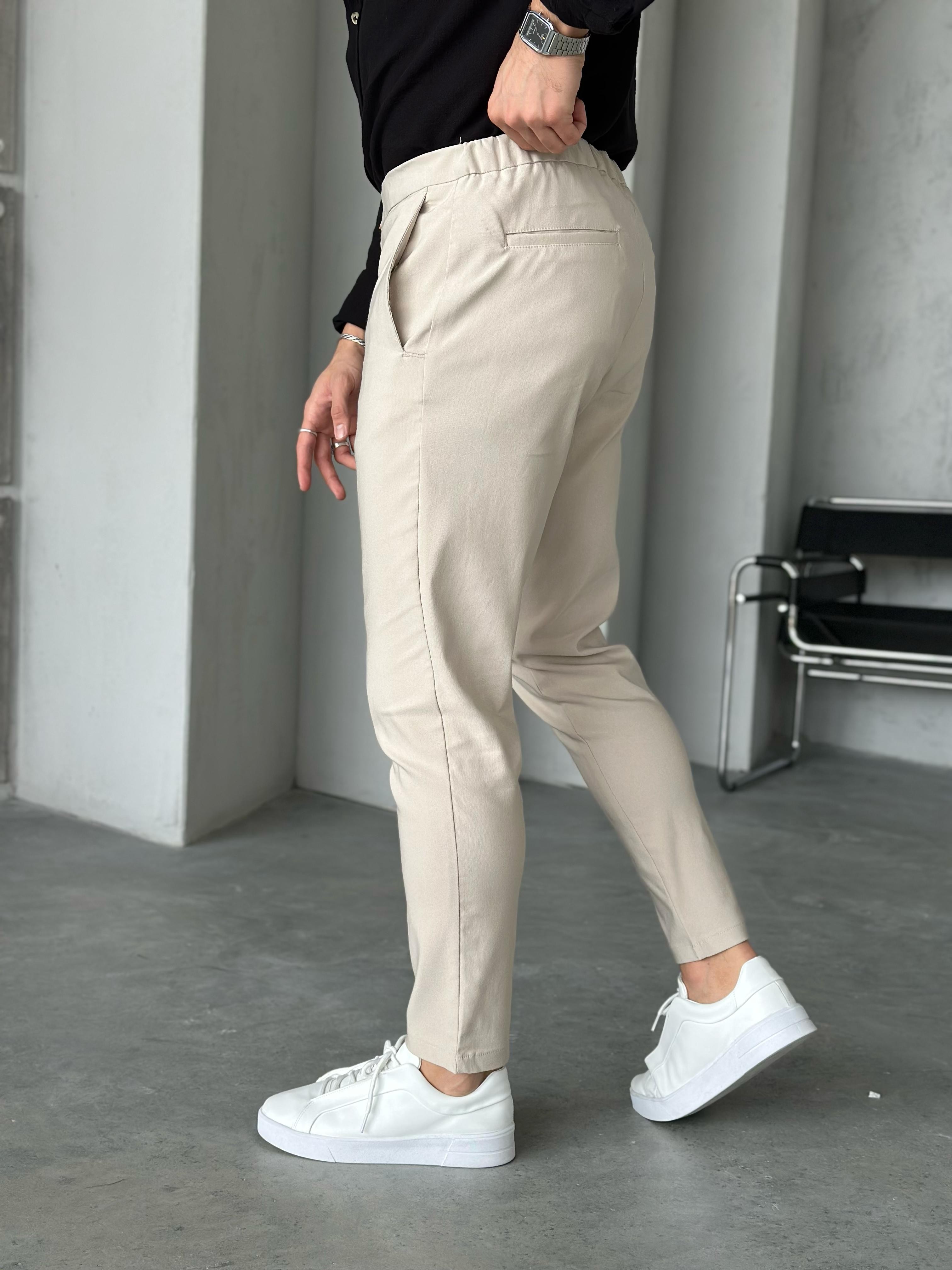 KM50323 jogger kumaş pantolon KREM - W
