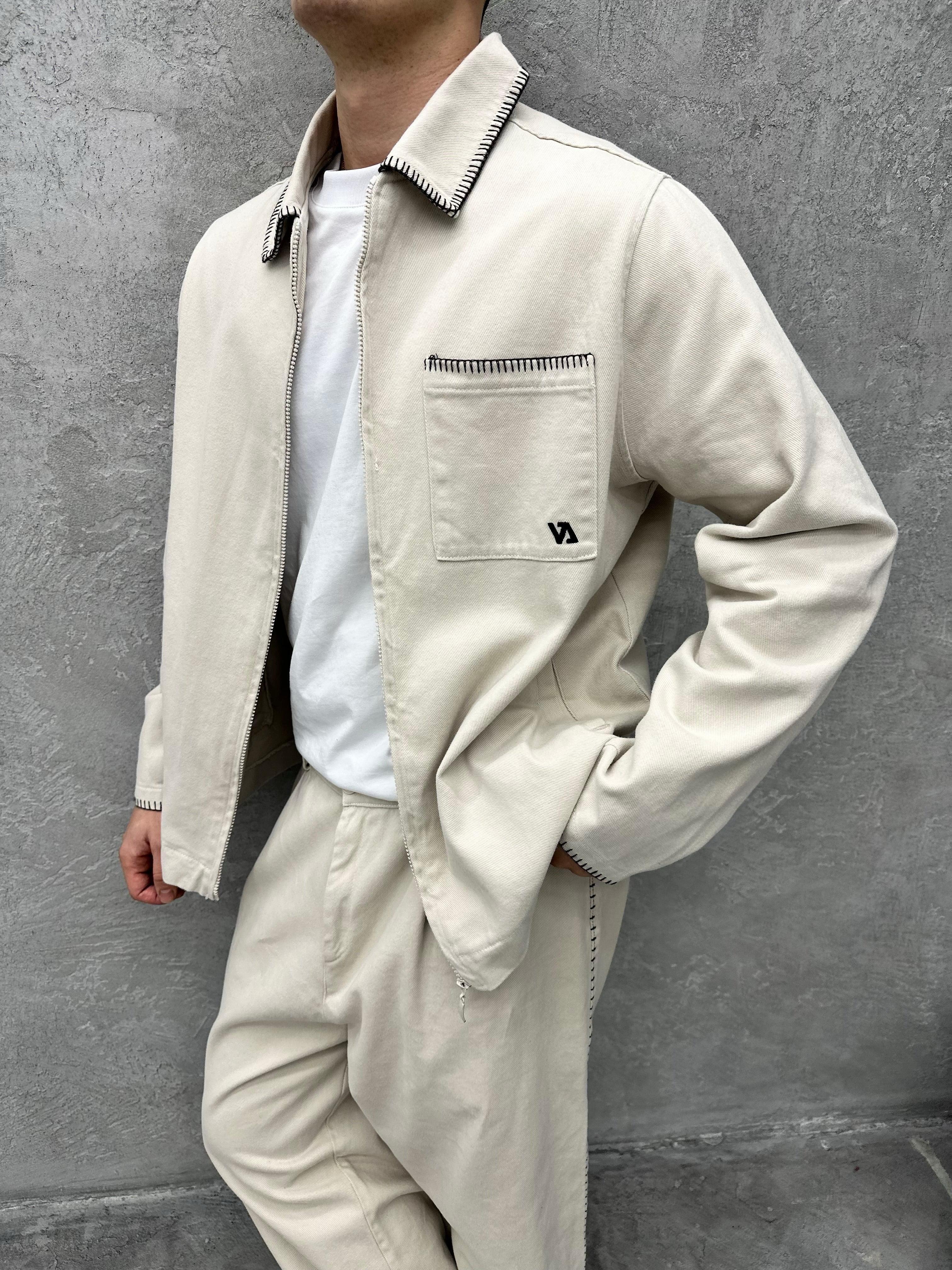 TK103 Oversize Gabardin Kumaş Takim Krem