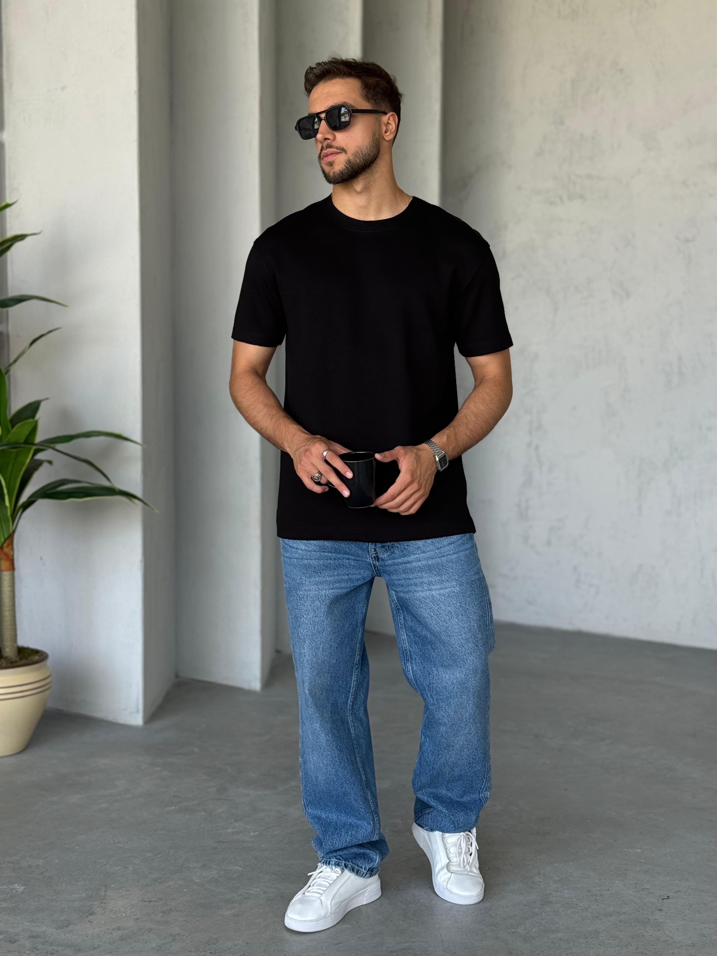 T1101 Modal Kumaş T-shirt Siyah