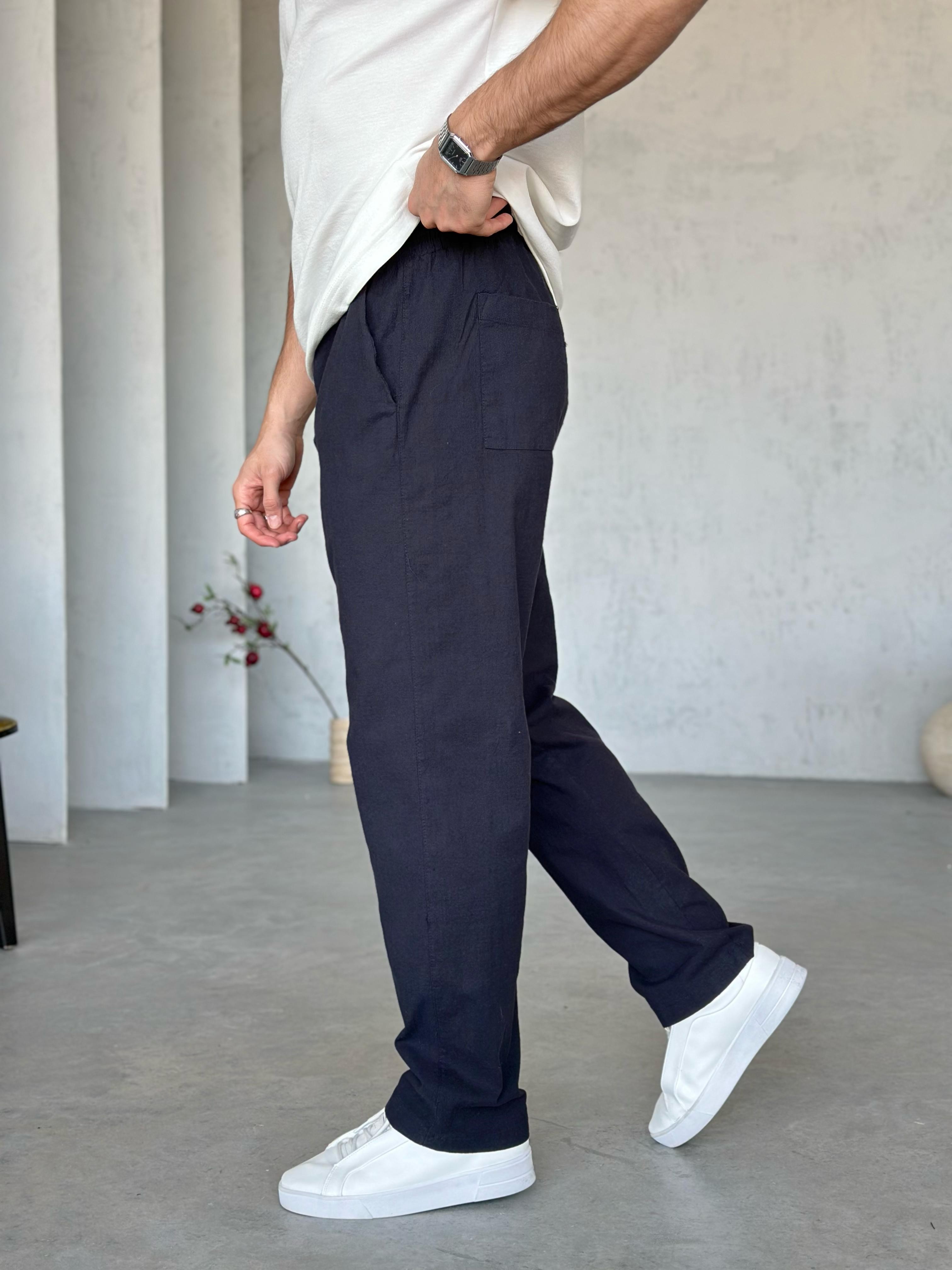 KM3700 Keten pantolon Lacivert-M