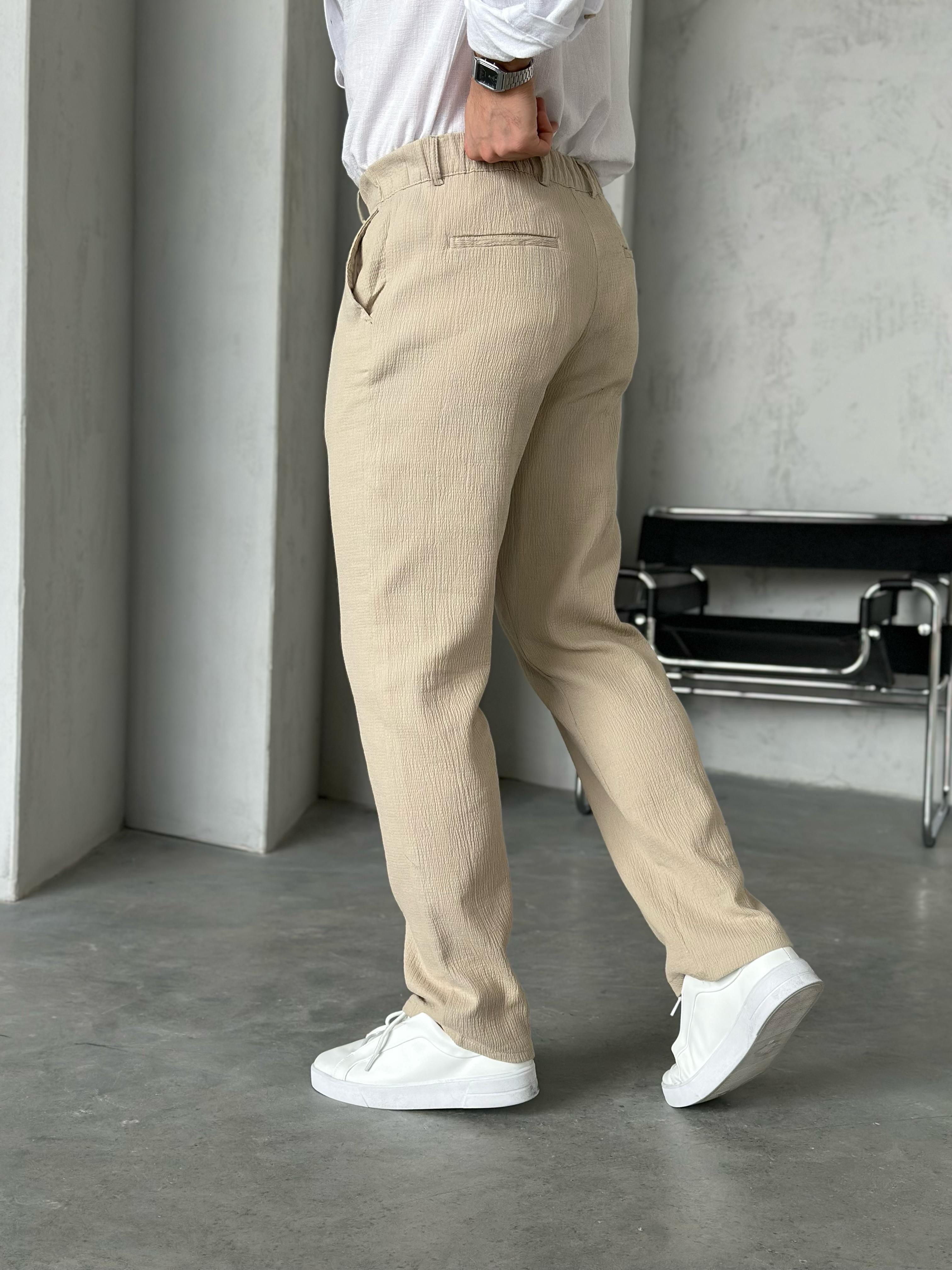 KM50662 Dokulu jogger pantolon BEJ - W