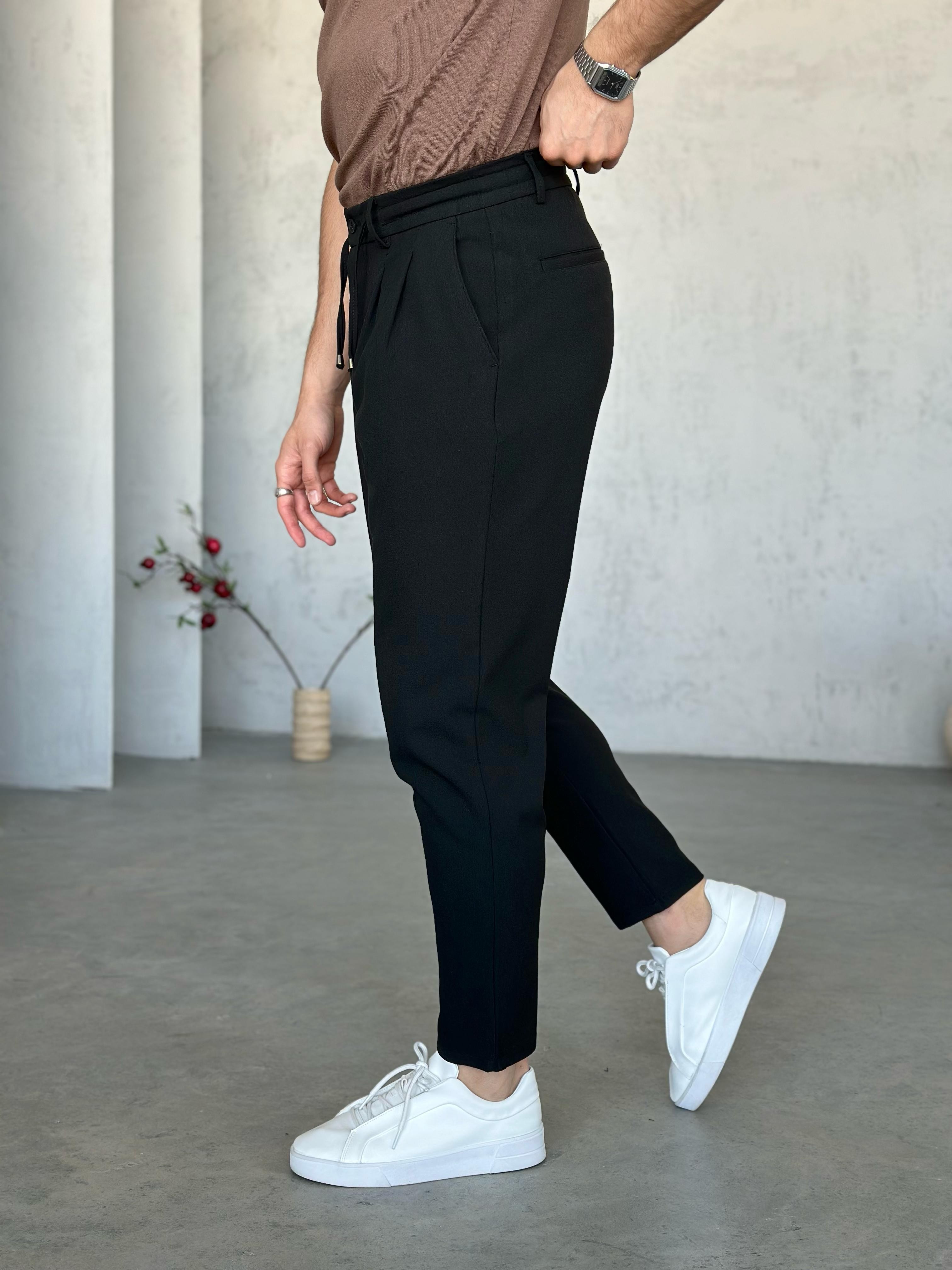 KM2501 İp Detaylı Jogger Pantolon Siyah