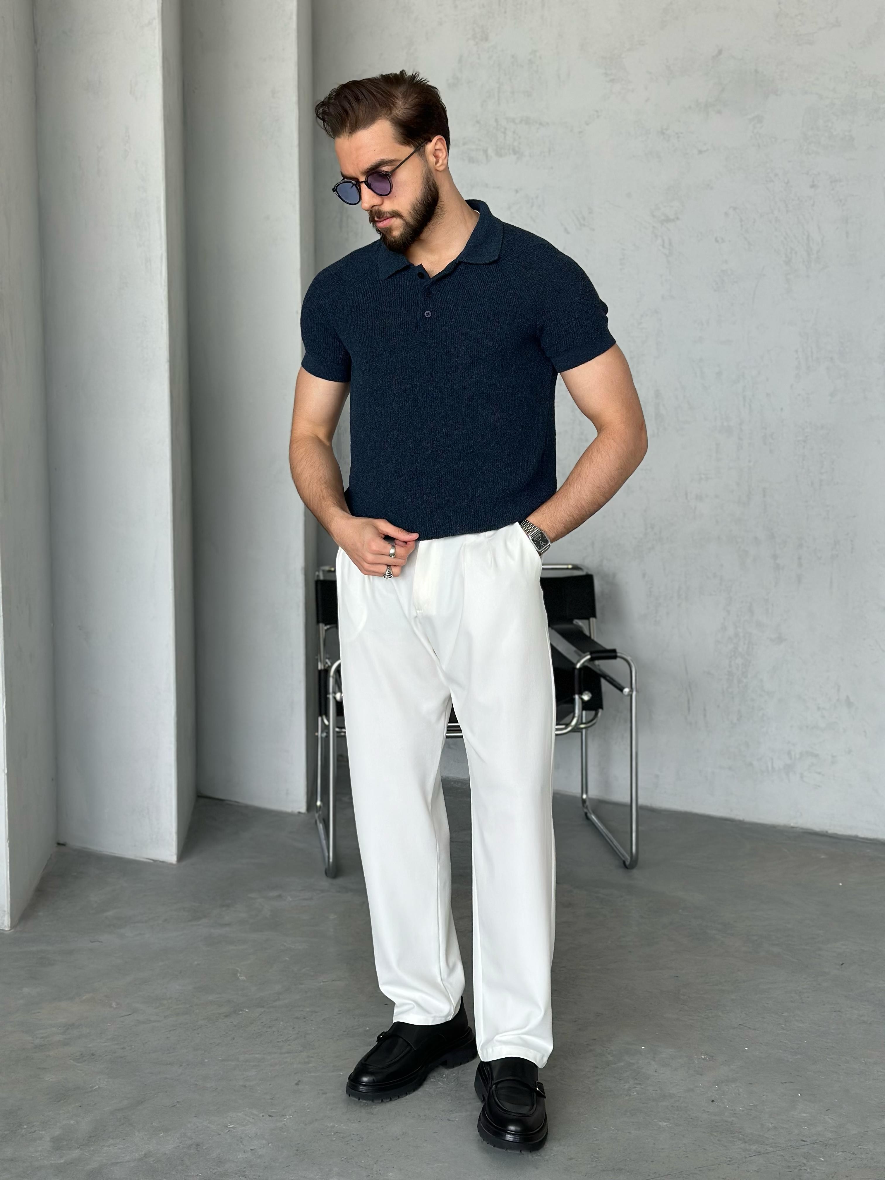 TR3500 İtalyan Kol Polo Yaka Triko Lacivert
