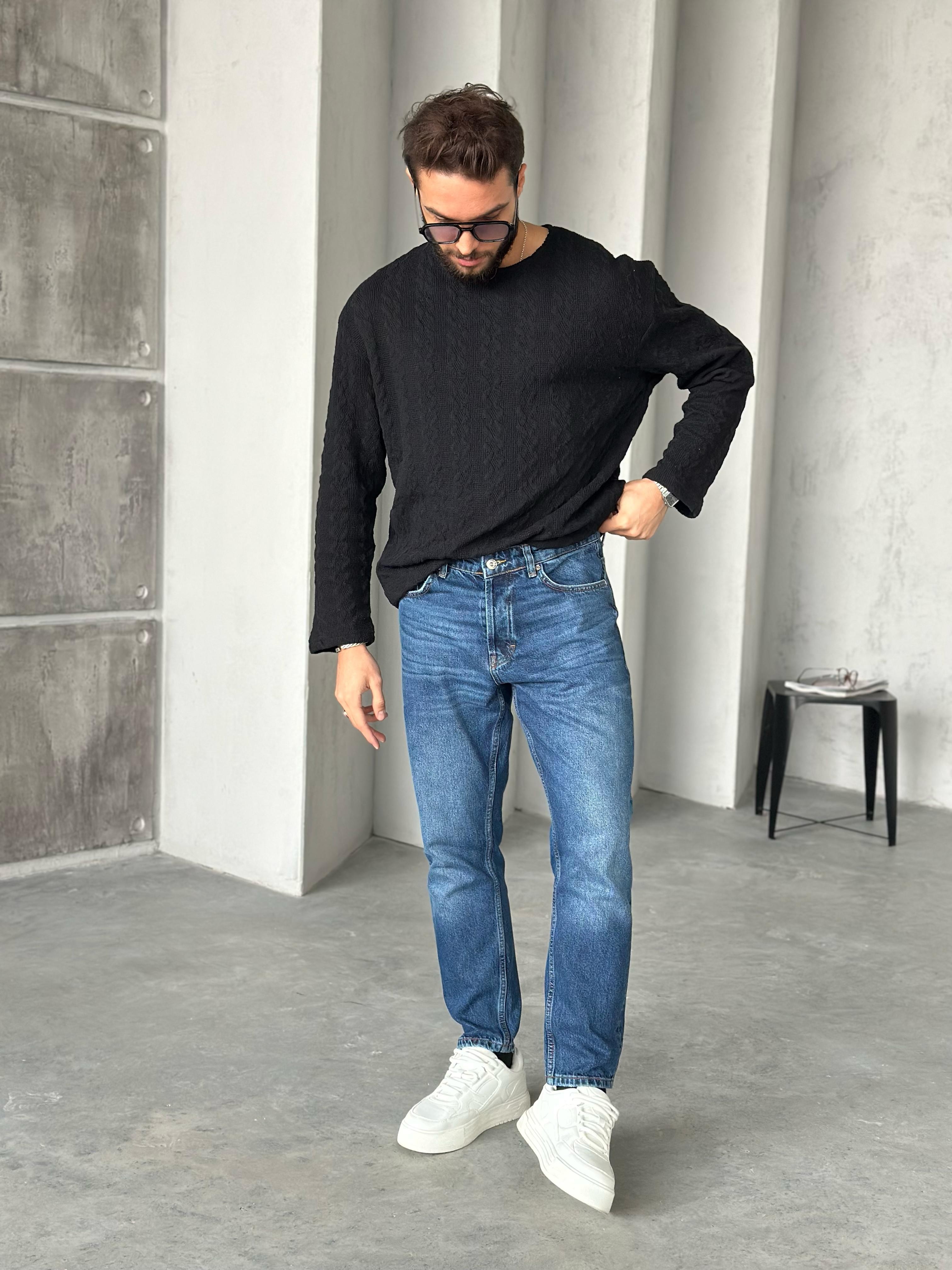 TR1001 ÖRME DESEN TRİKO SİYAH