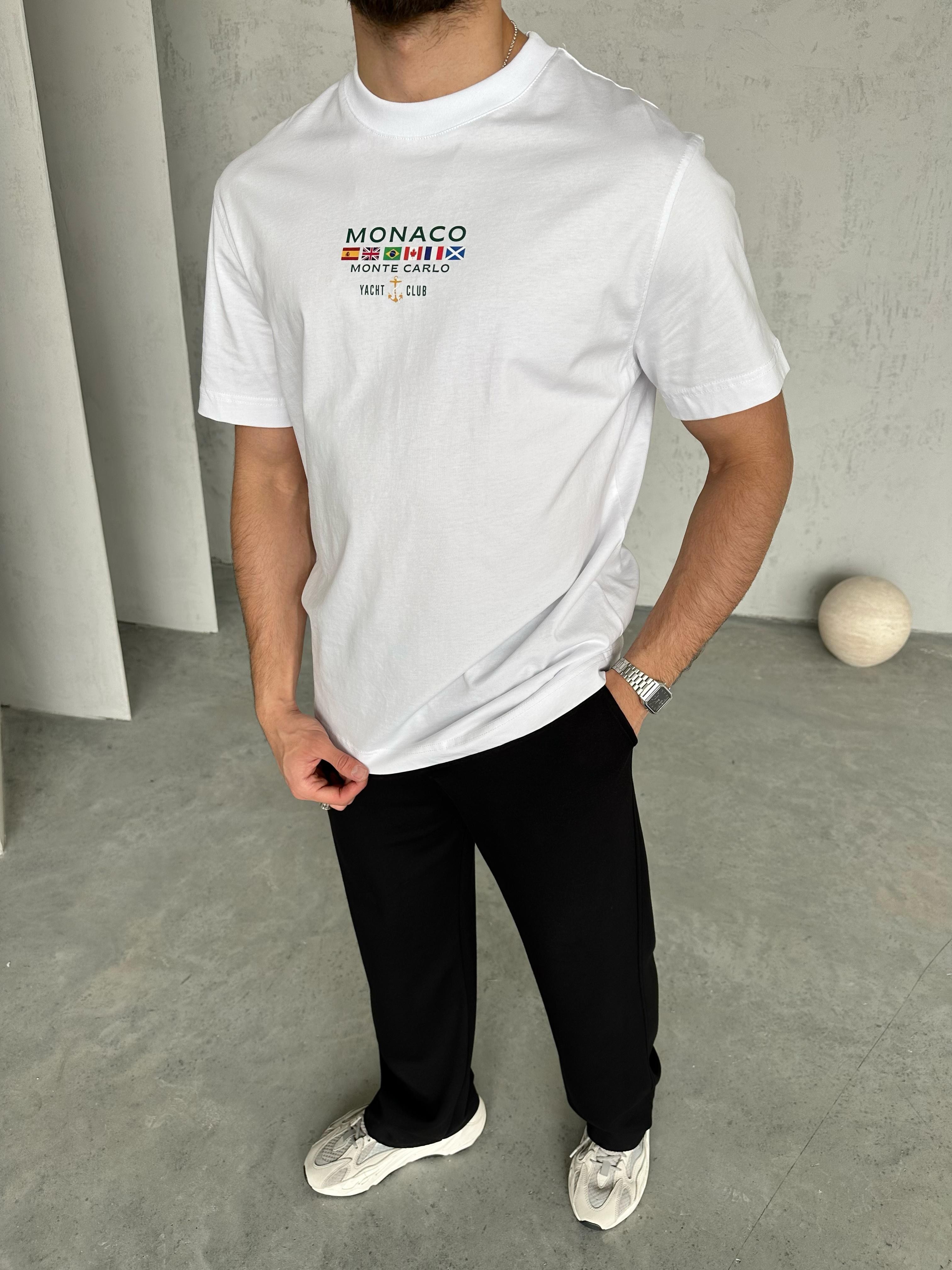 T1997 Monaco Yacht Club T-shirt Beyaz