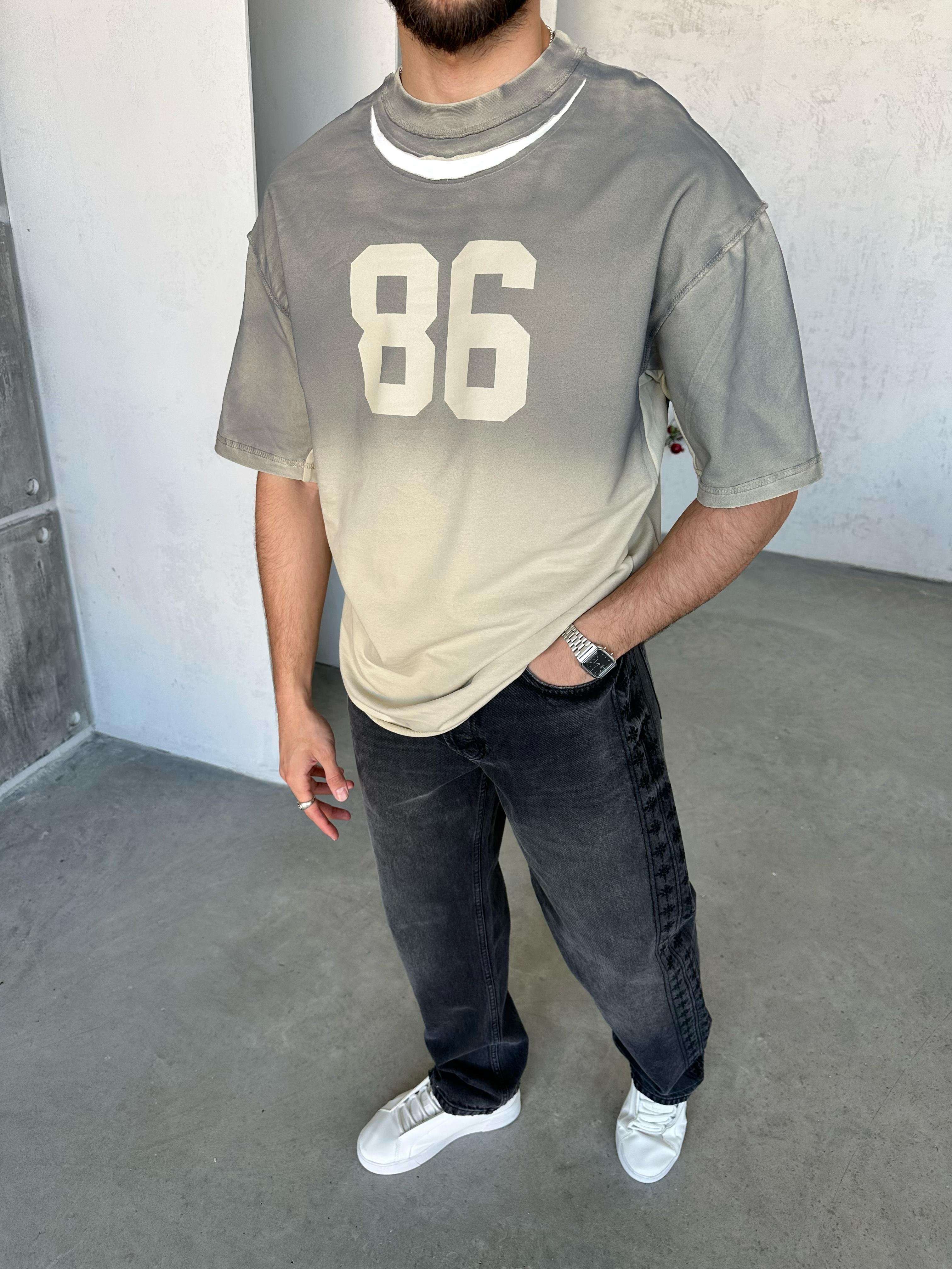 T501 Tasarım Yıkamalı Oversize T-shirt 
