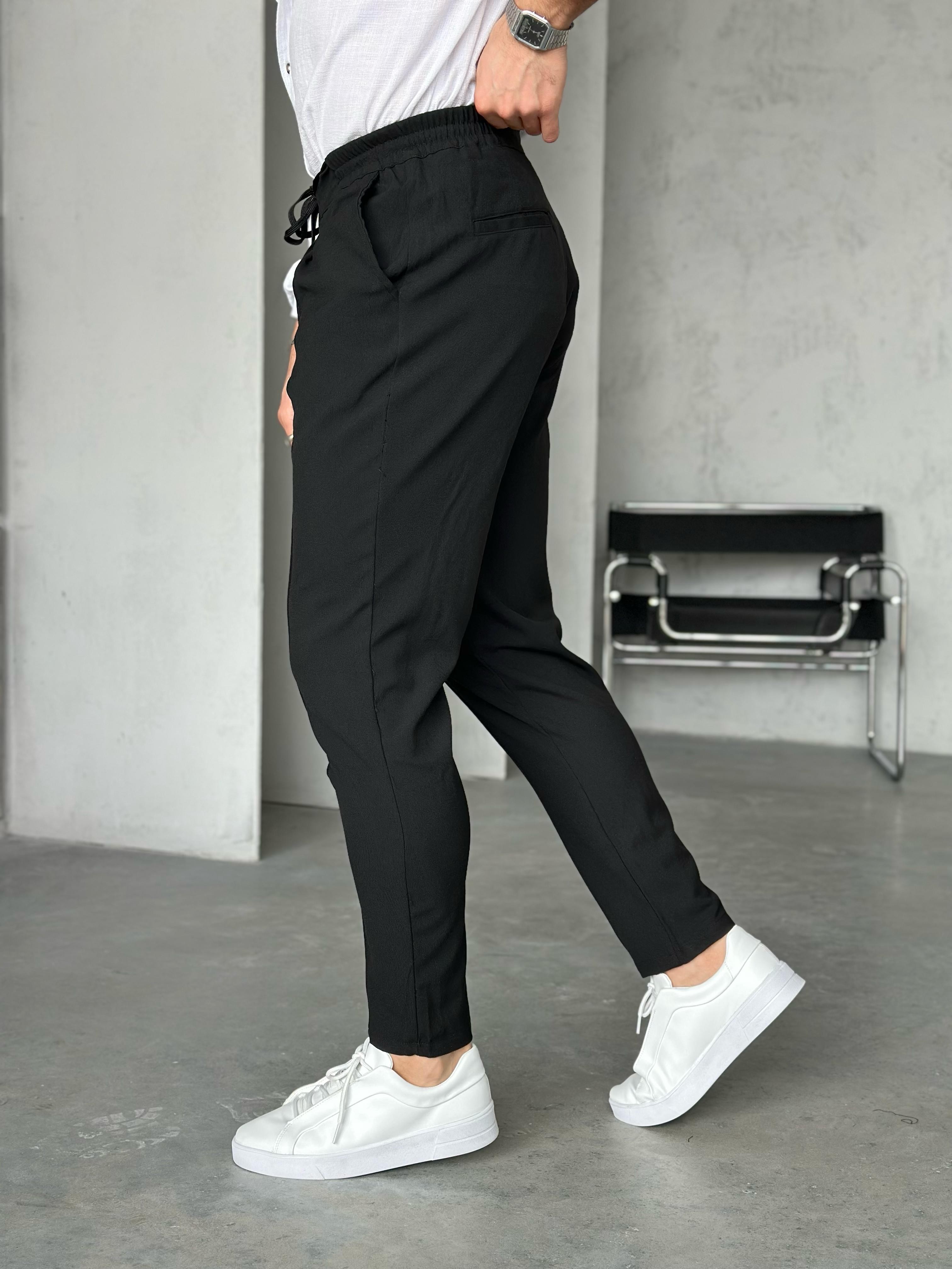 KM50311 jogger pantolon ip,düğme detaylı Siyah - W