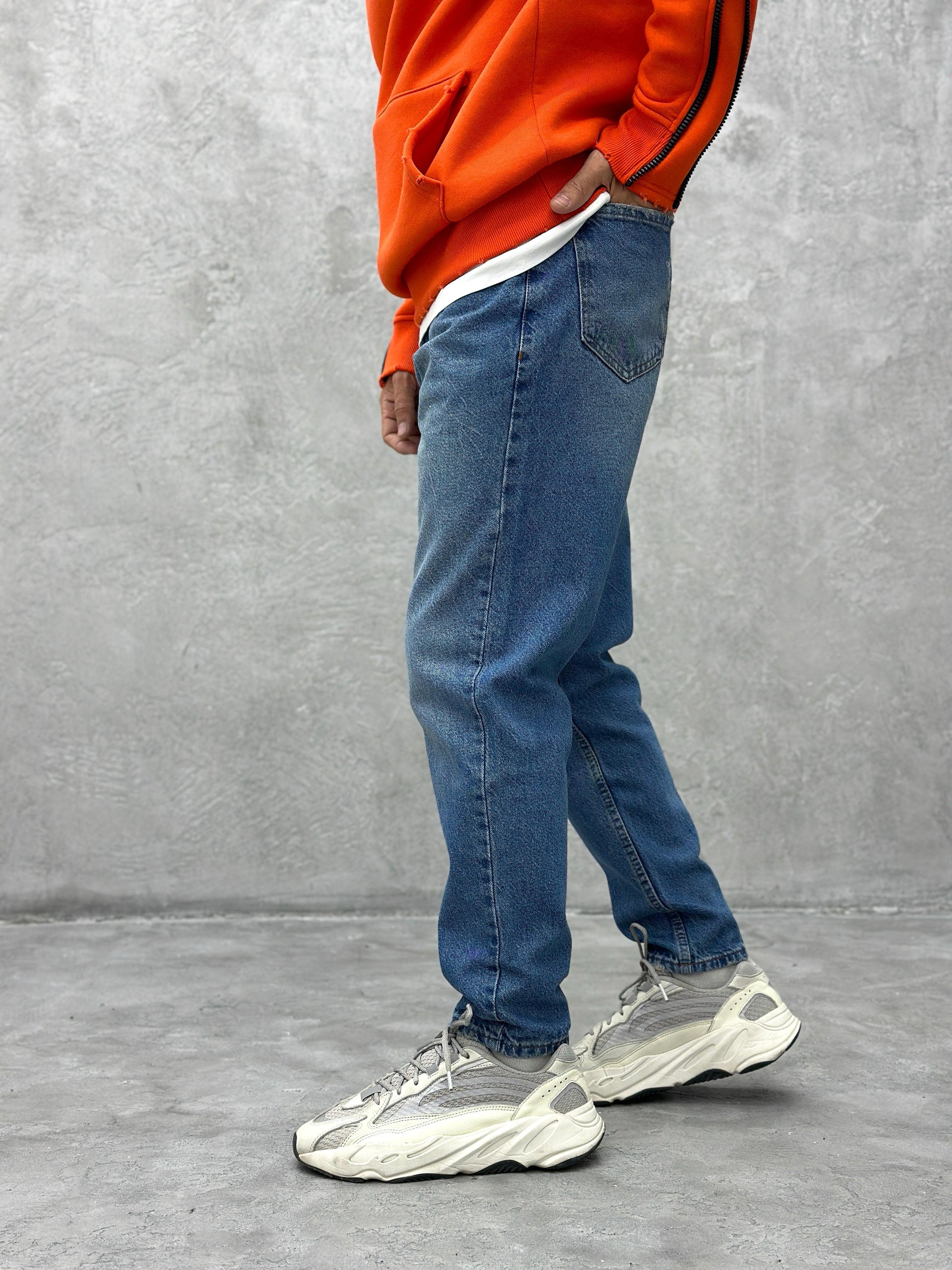 P340 Mavi Yırtıklı Boyfriend Pantolon -K