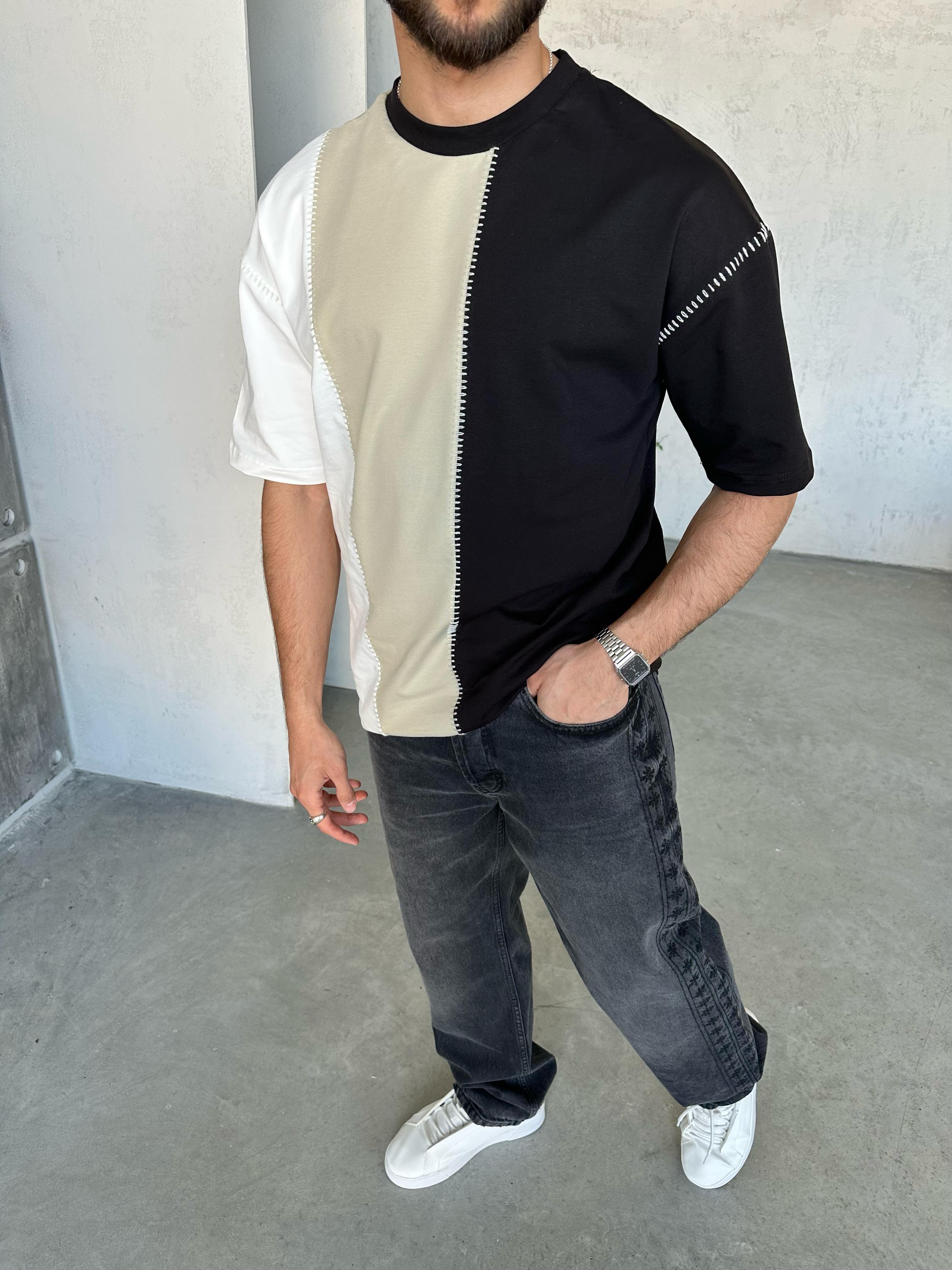 T502 Parçalı Dikiş Oversize T-shirt