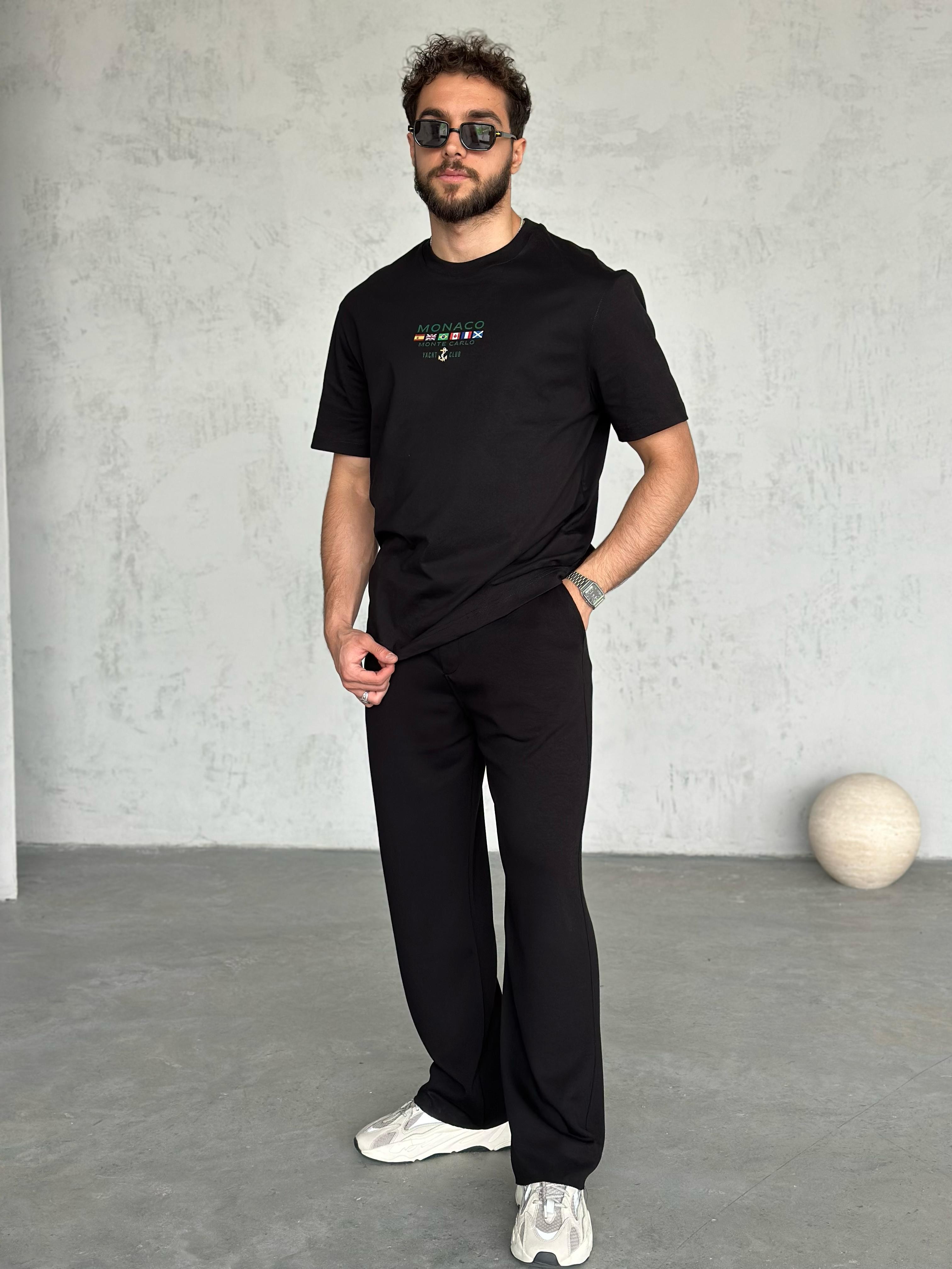 T1998 Monaco Yacht Club T-shirt Siyah