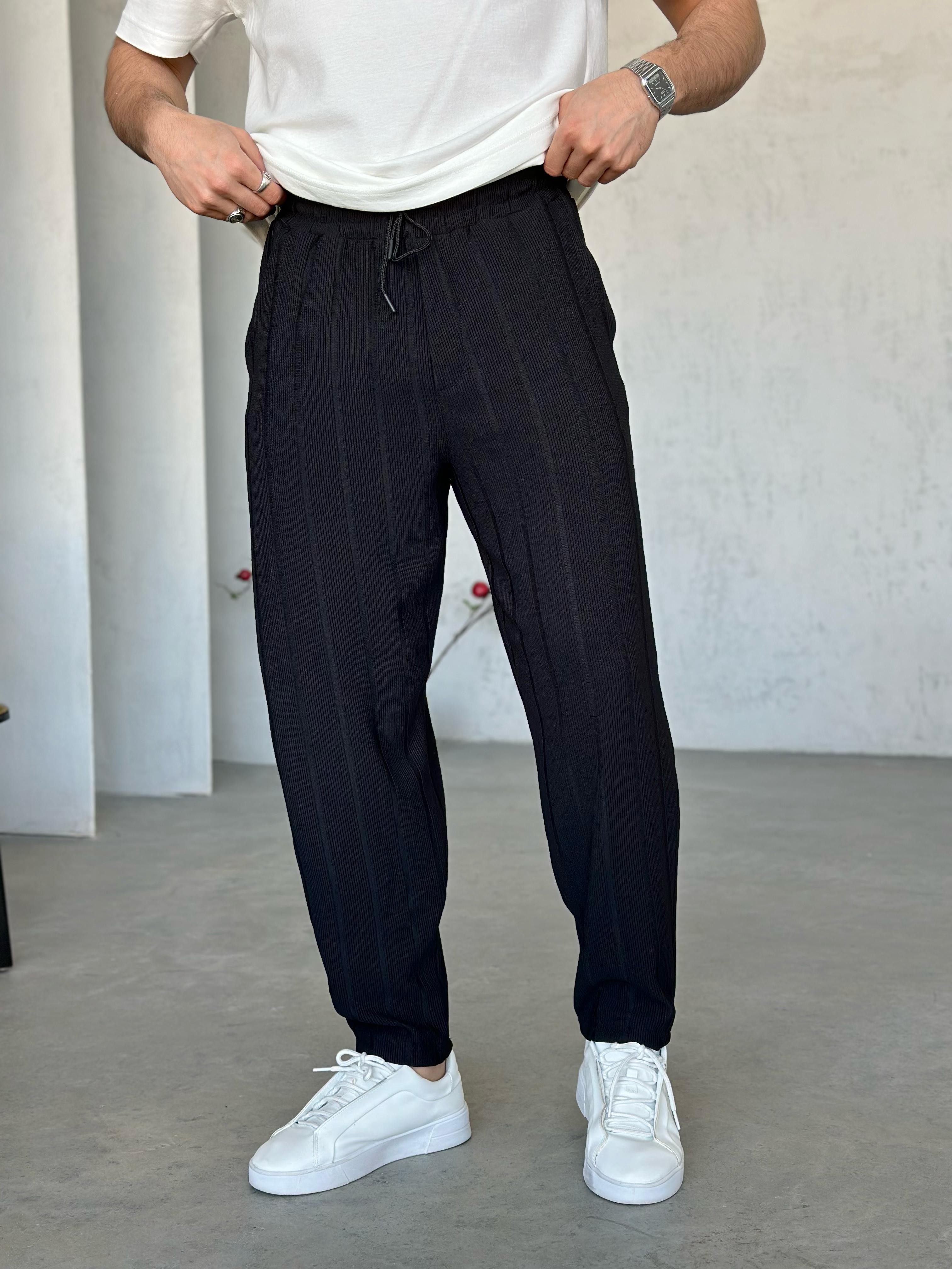 KM3601 Havuç Kesim Fitilli Jogger Siyah