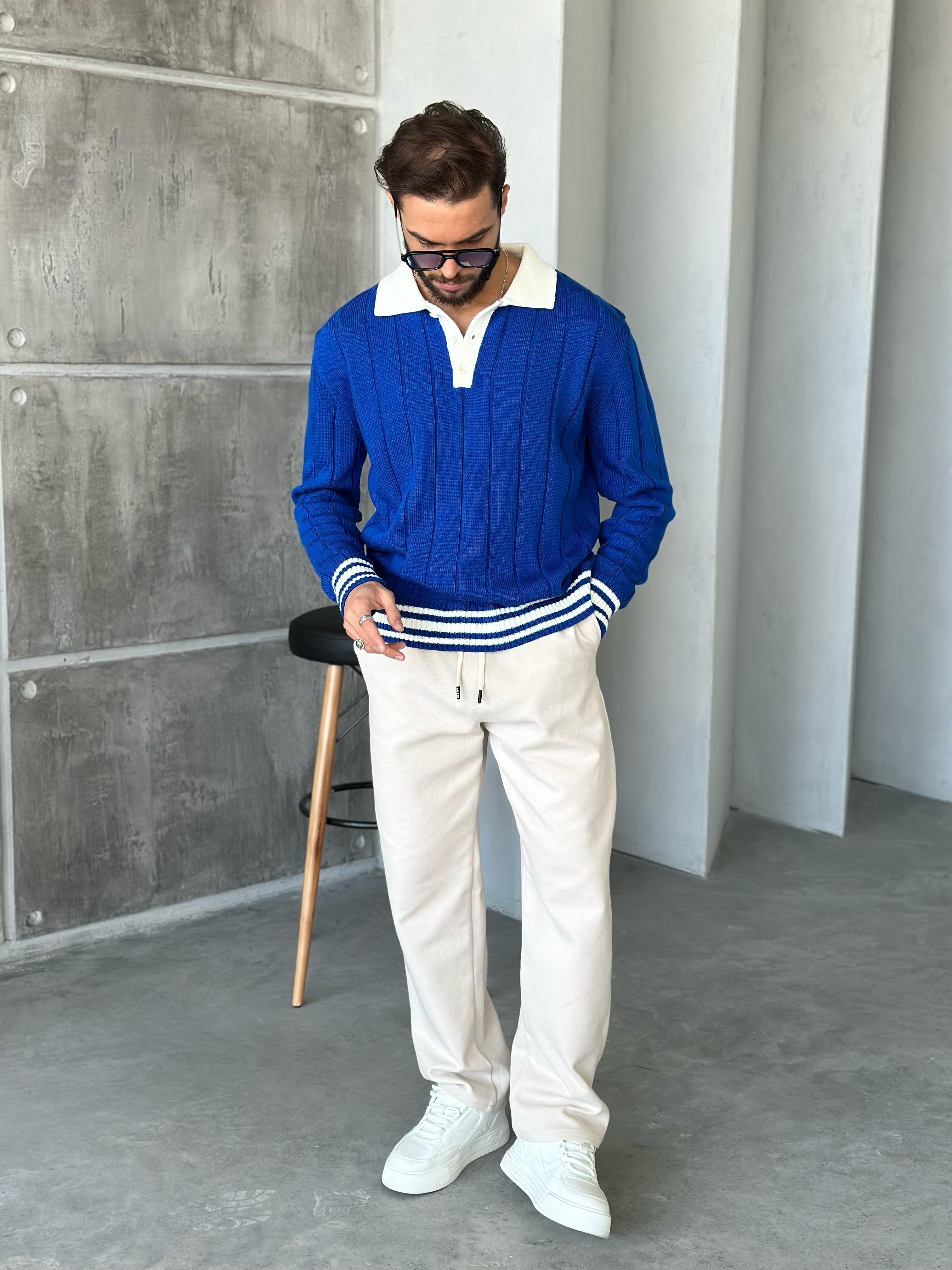 TR1038 POLO YAKA TRİKO MAVİ