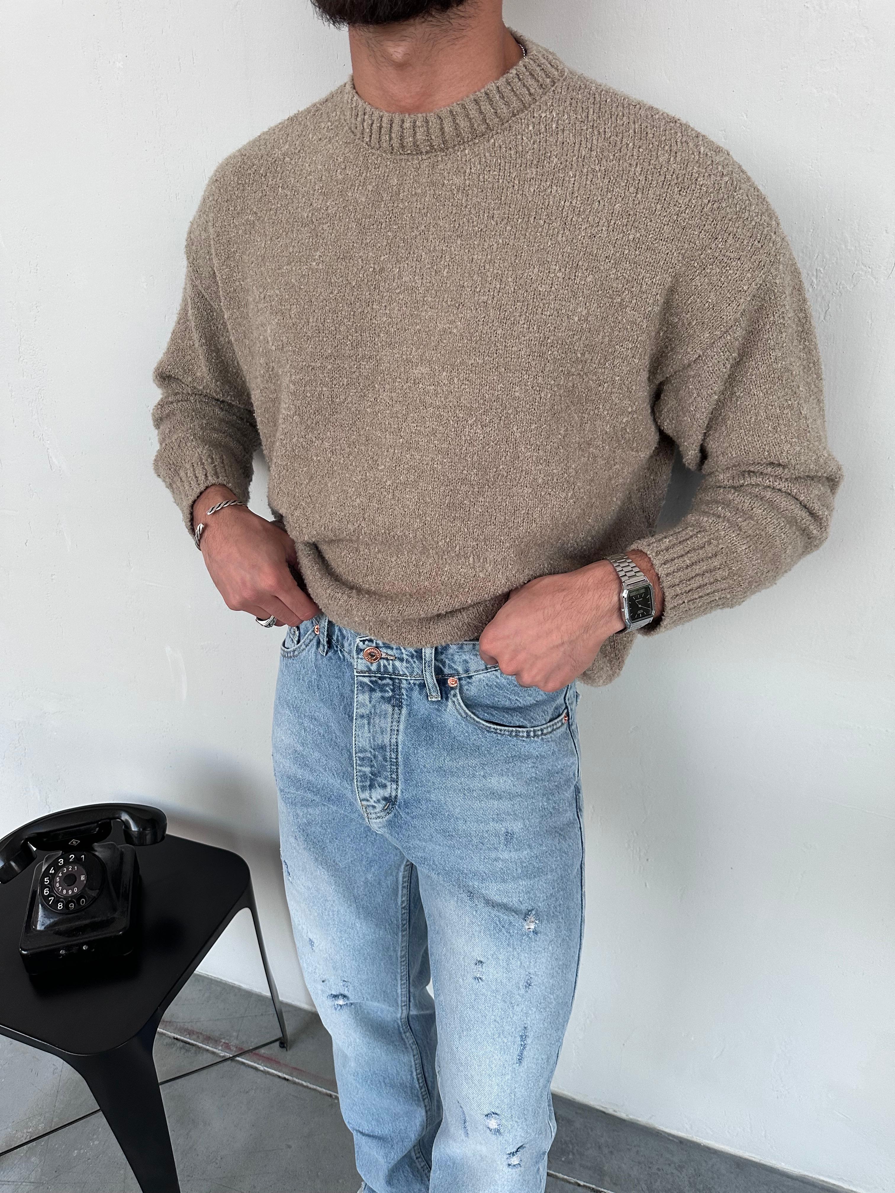 TR304 OVERSIZE TRİKO KAZAK BEJ