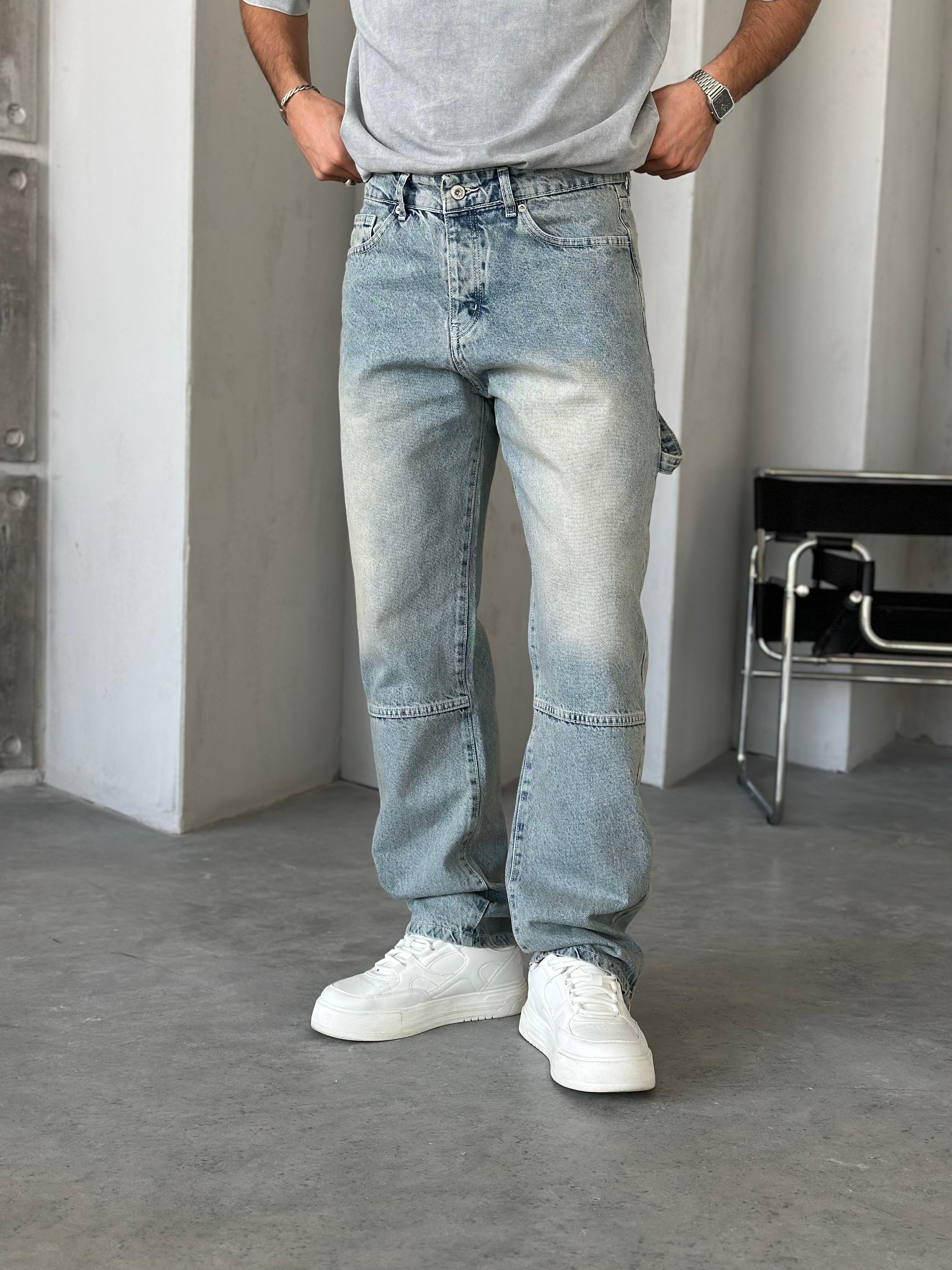 P526 Yıkamalı Modern Tasarım Paça Fermuar Detaylı Baggy Pantolon - W