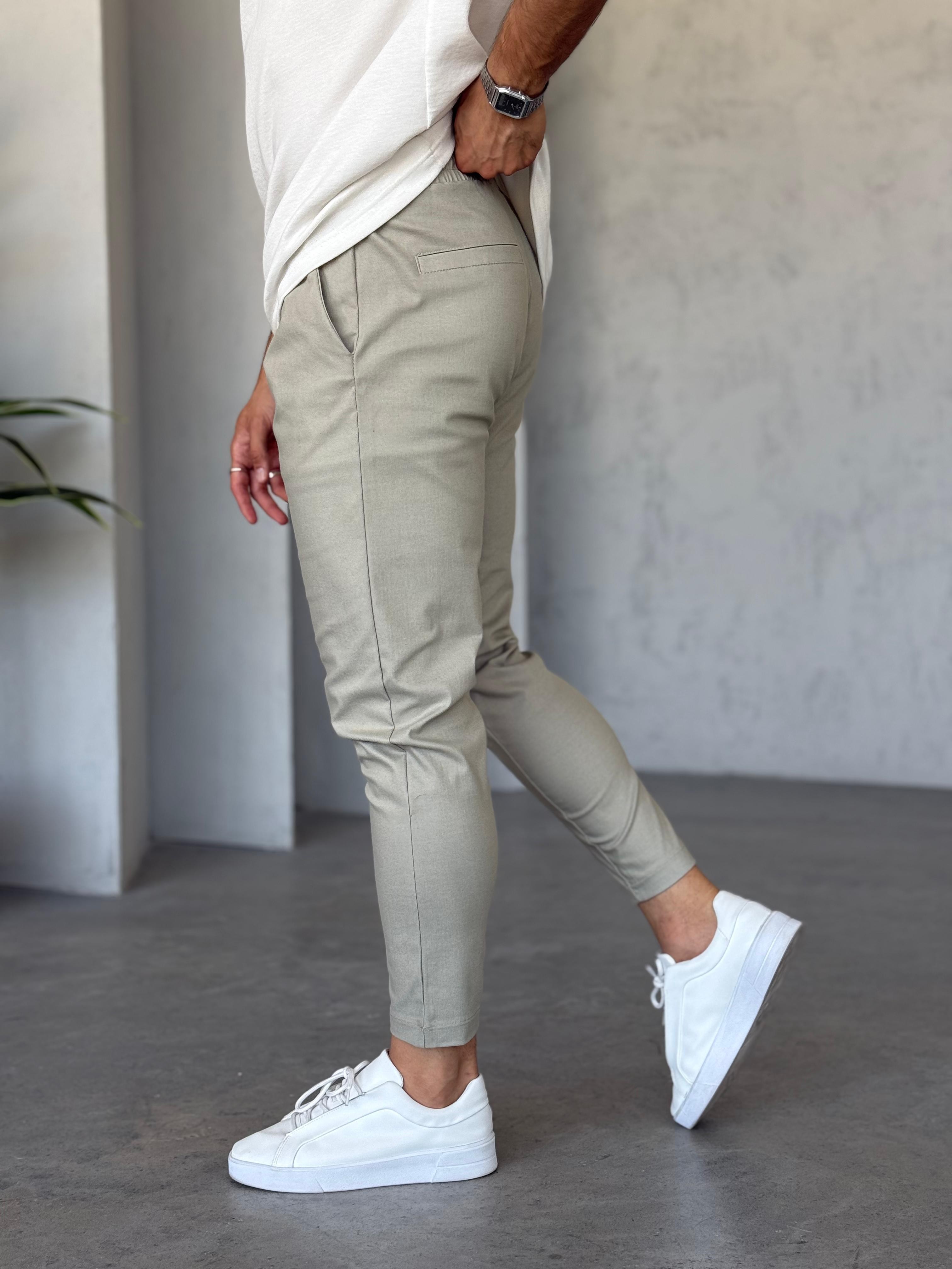 Km2103 Slim Kumaş Jogger Pantolon Çağla