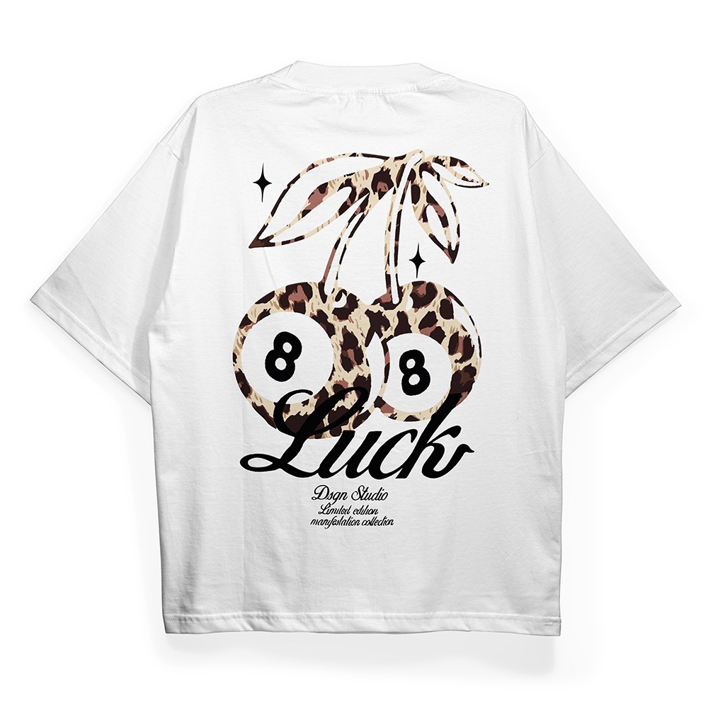 T2013 Lucky Cherry Baskılı Oversize Tshirt
