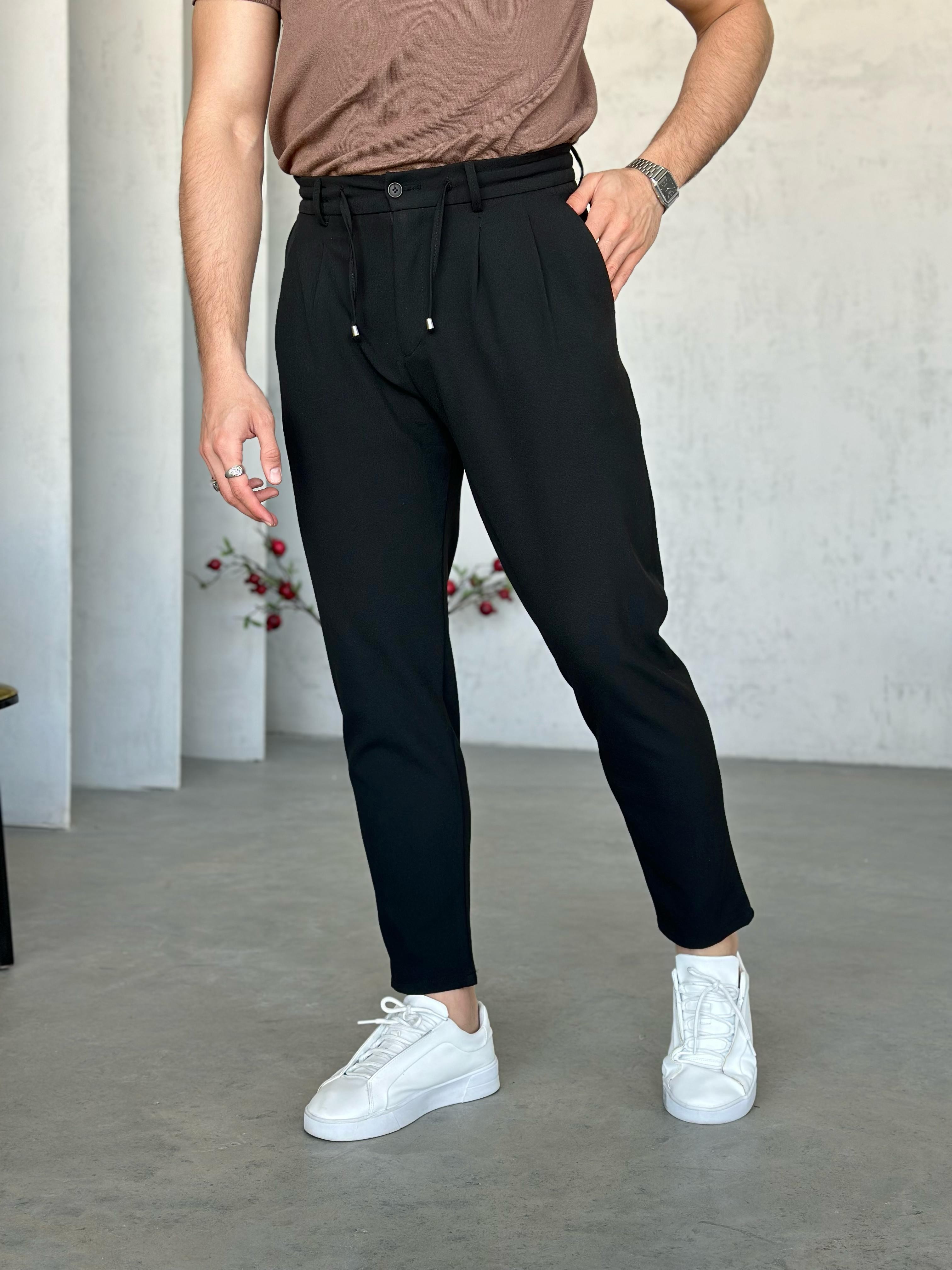 KM2501 İp Detaylı Jogger Pantolon Siyah