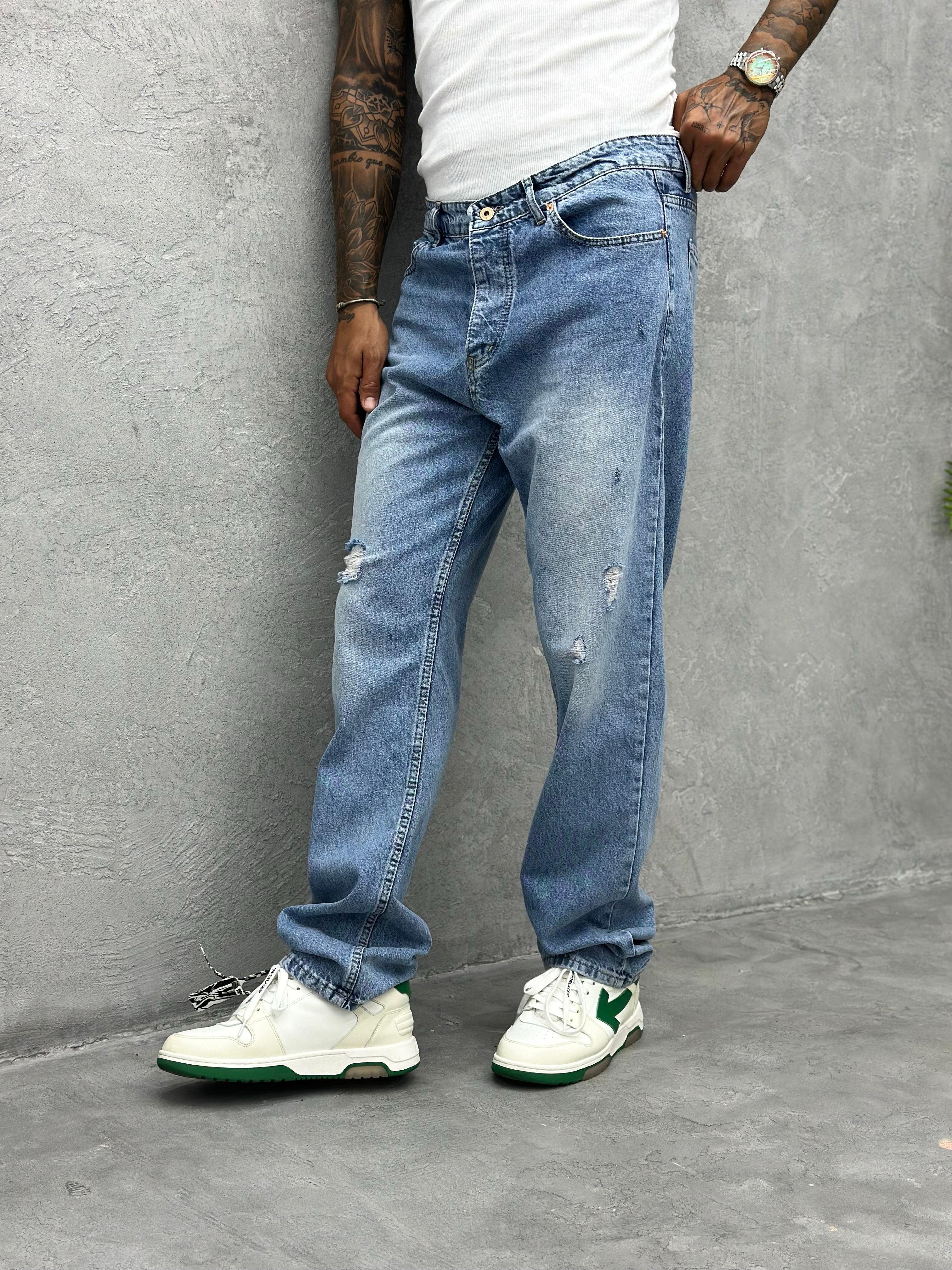 P504 YIRTIK DETAYLI BAGGY PANTOLON