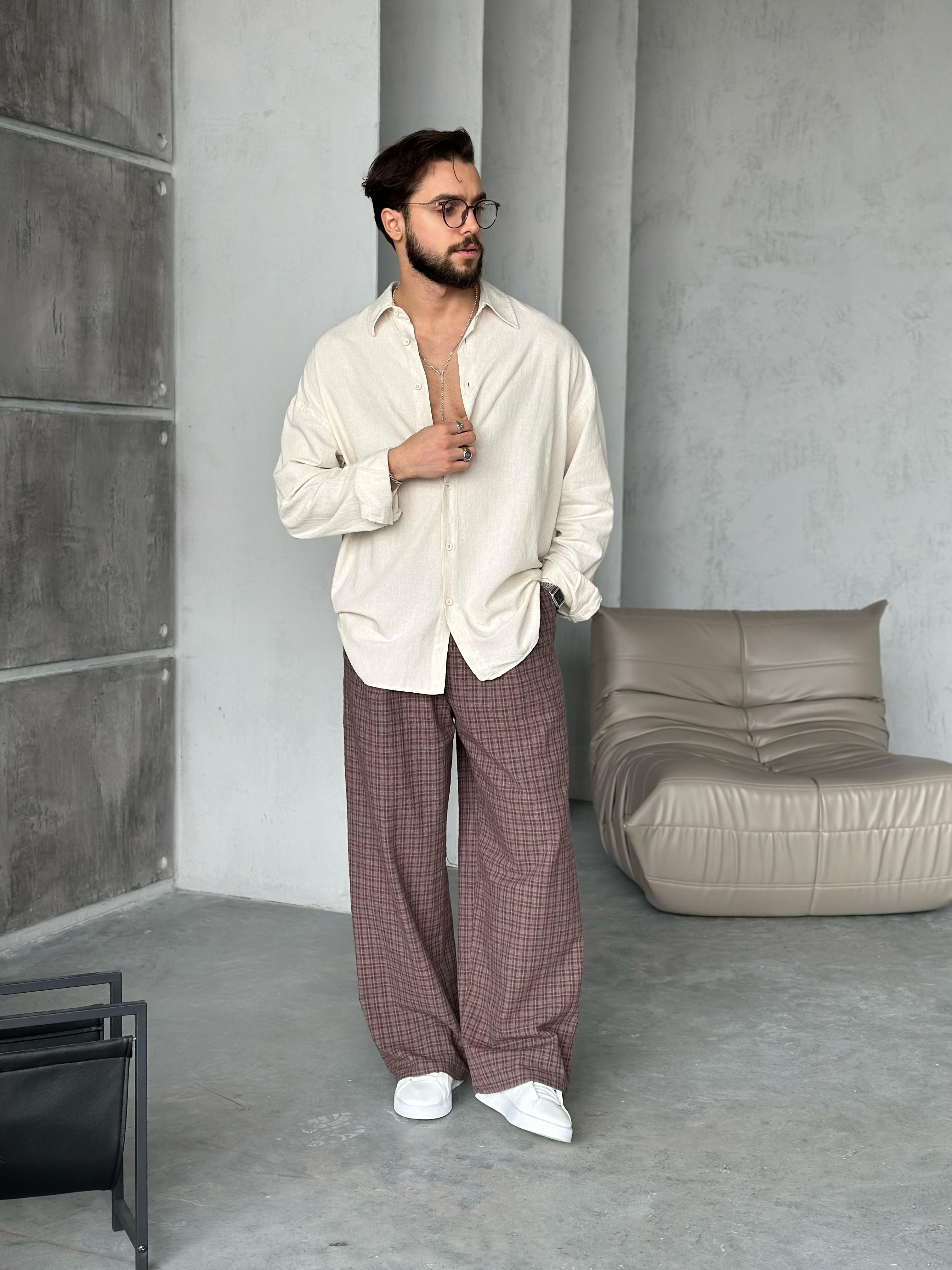 Gies Kumaş Oversize Keten Gömlek Bej