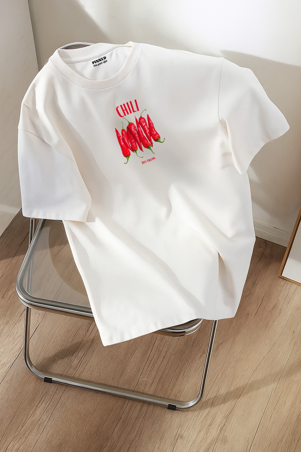 T2044 Chili Baskılı Oversize Tshirt
