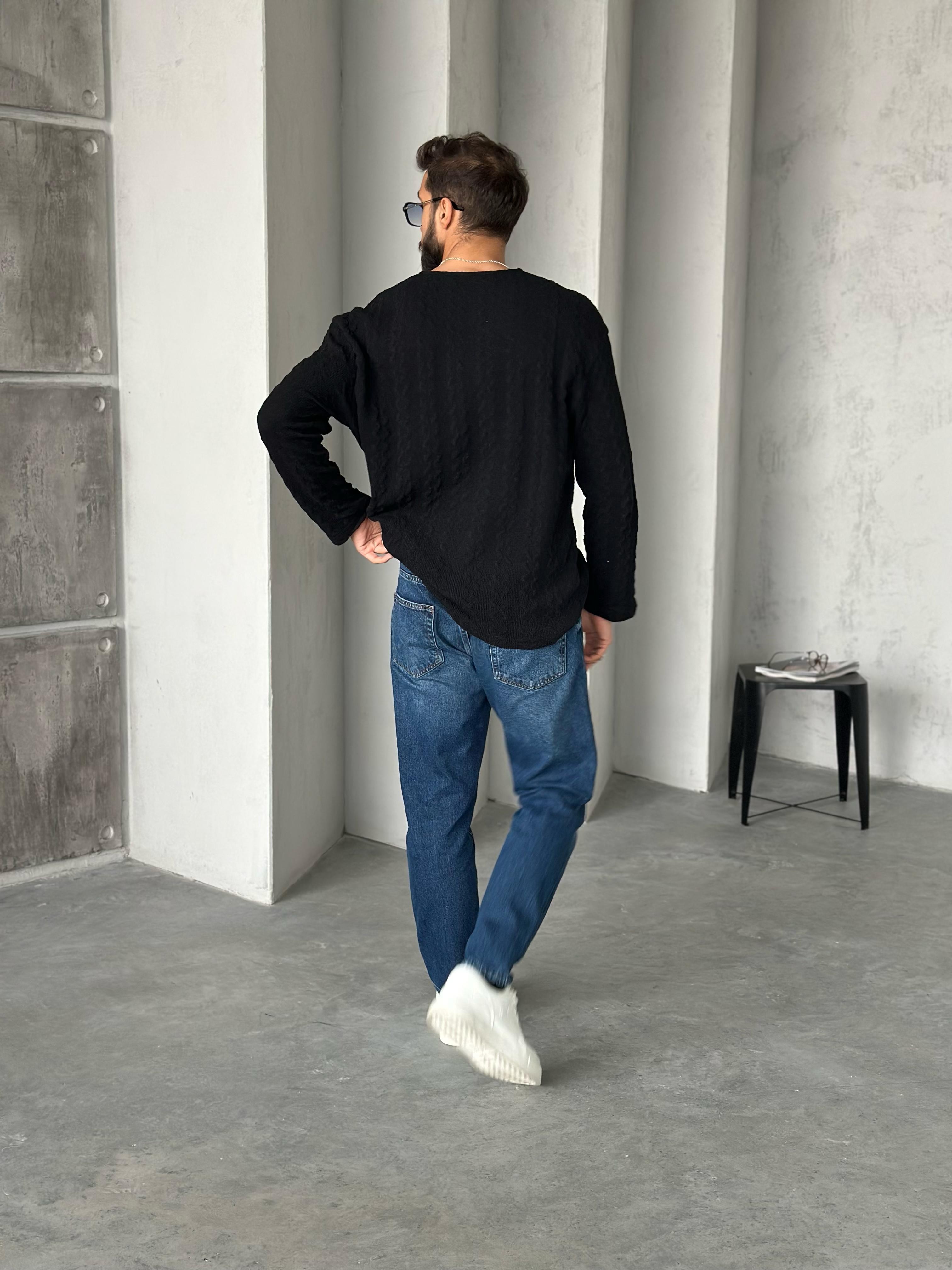 TR1001 ÖRME DESEN TRİKO SİYAH
