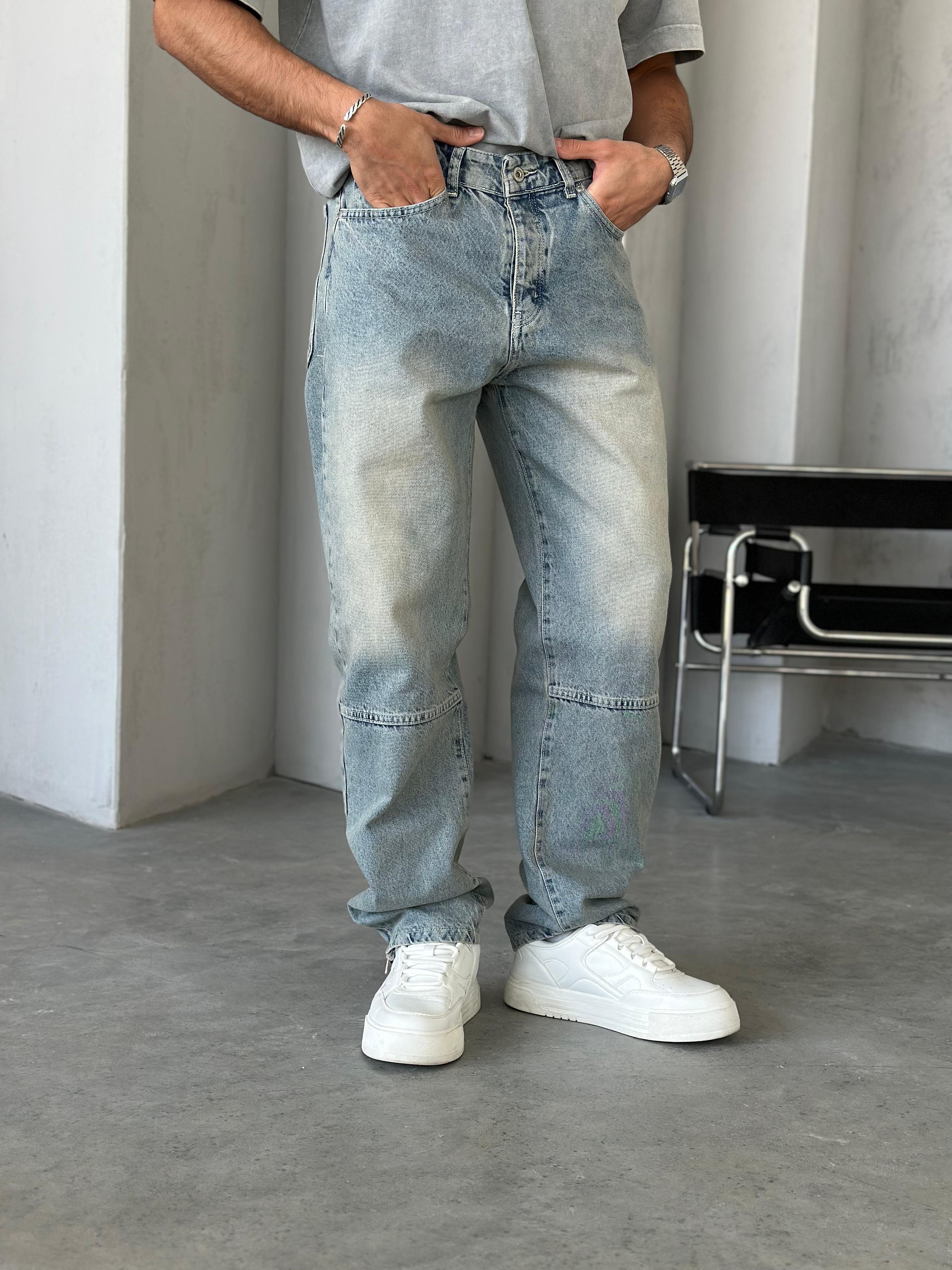 P526 Yıkamalı Modern Tasarım Paça Fermuar Detaylı Baggy Pantolon - W