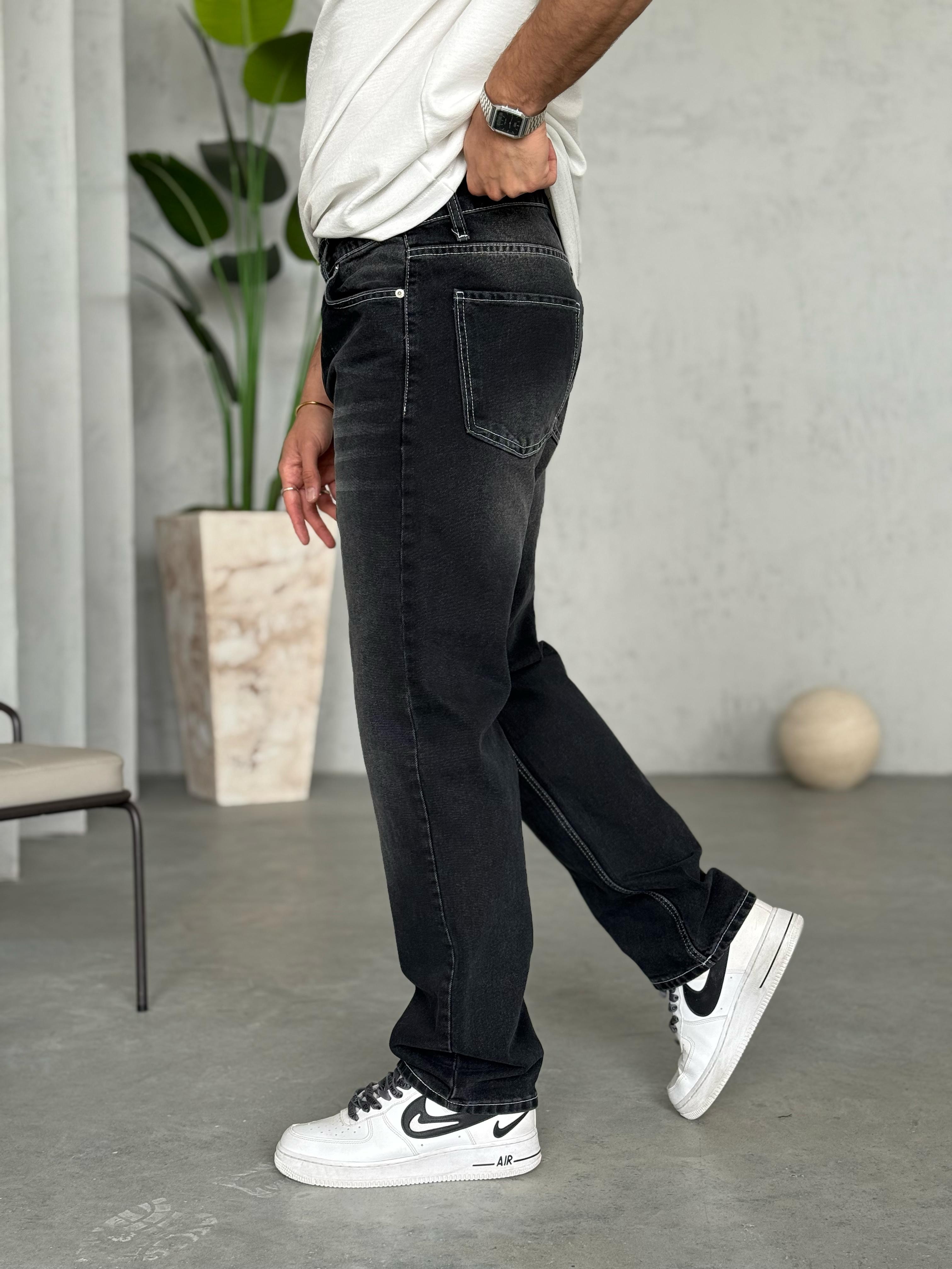P3232 Yıkamalı Antrasit Baggy Pantolon
