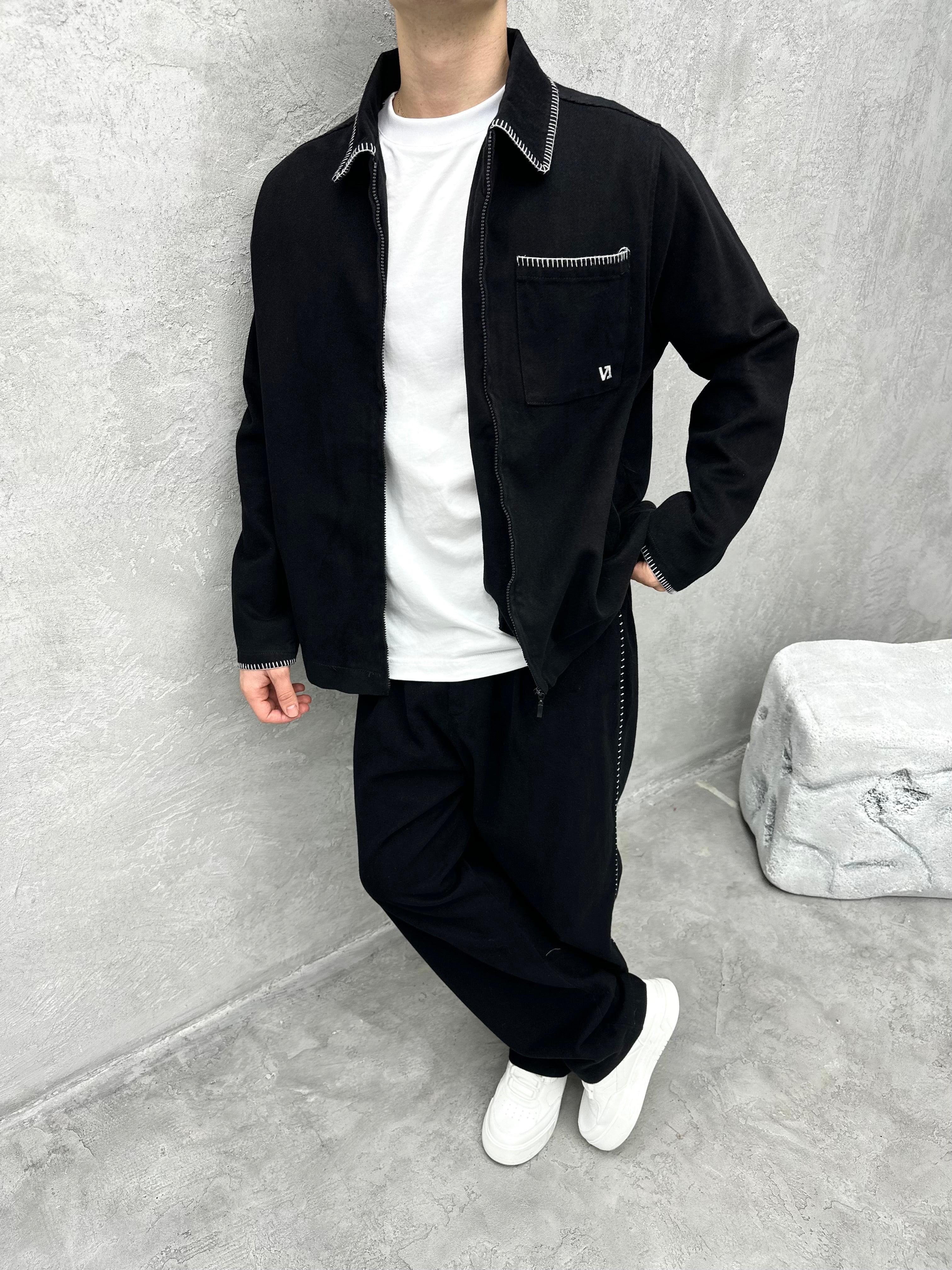 TK101 Oversize Gabardin Kumaş Takim Siyah