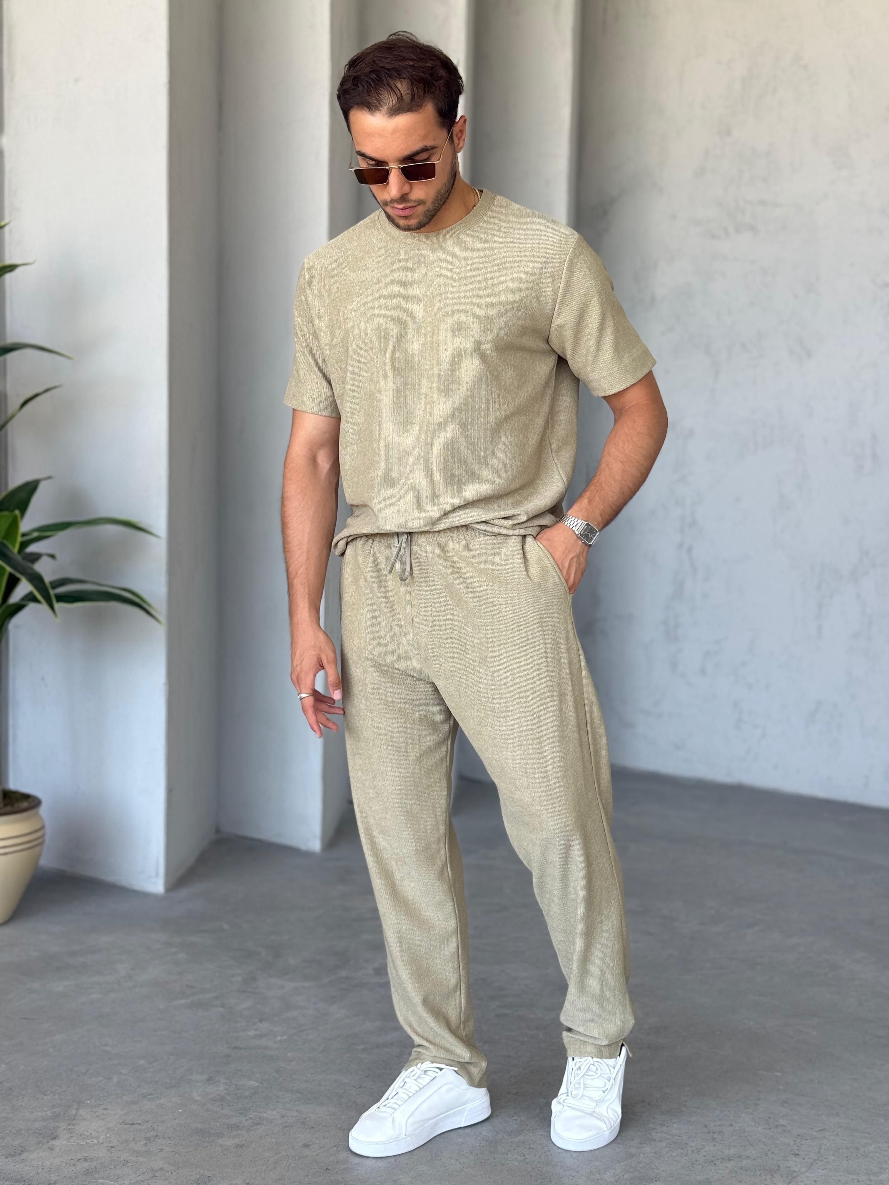 TK3379 Fitilli Ottoman Takım Bej