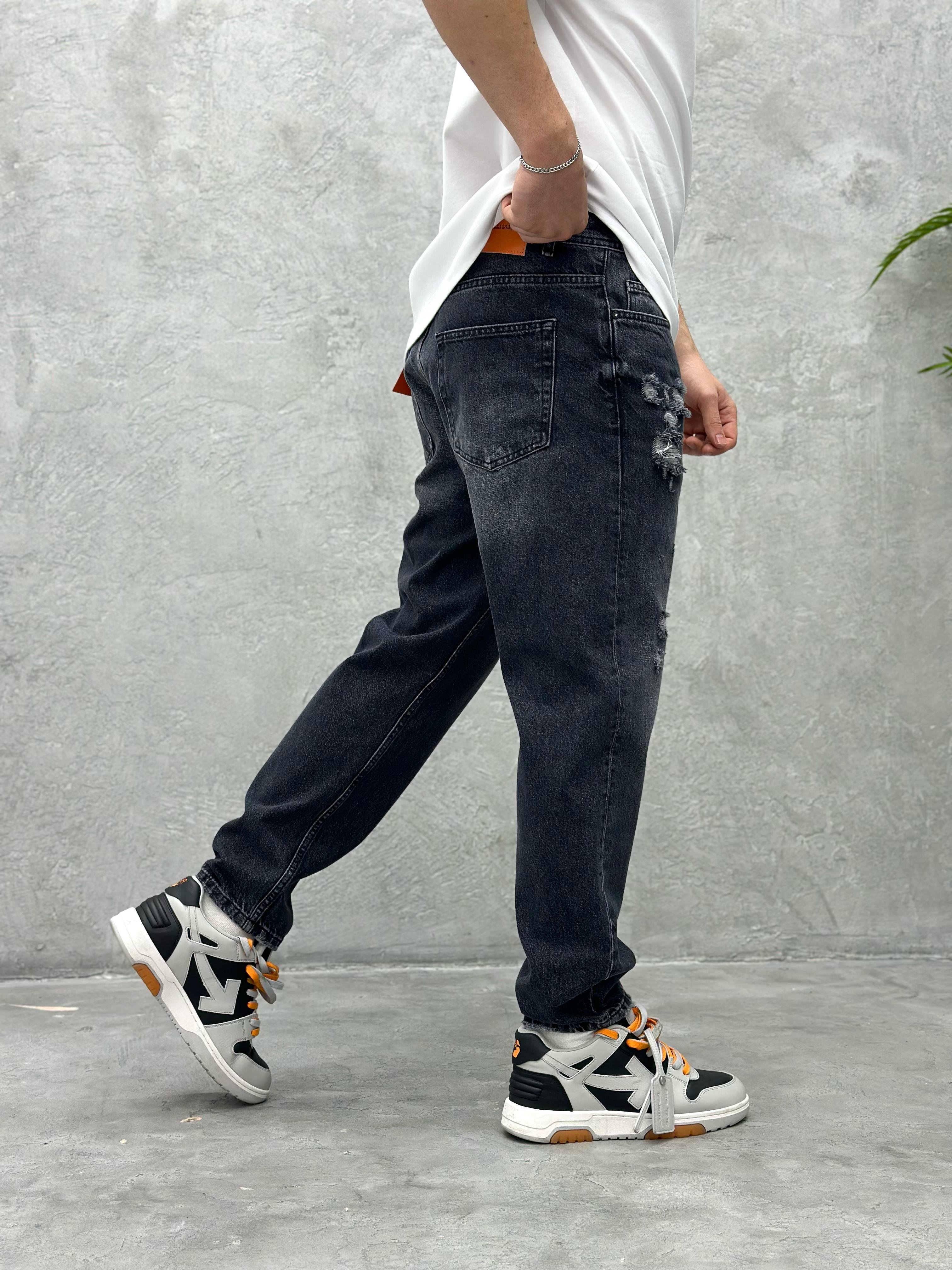 P508 FÜME YIRTIK DETAYLI BOYFRIEND PANTOLON