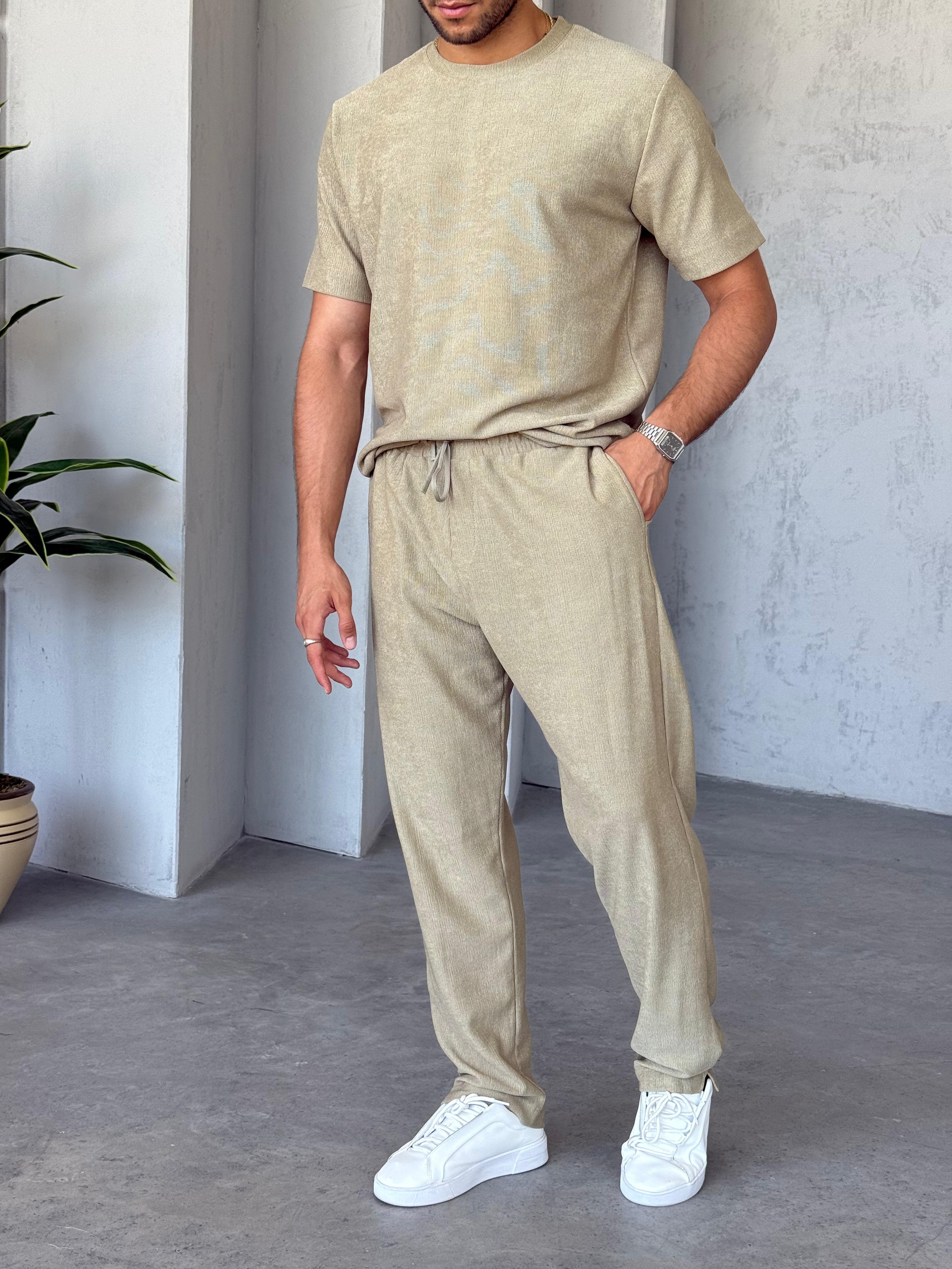 TK3379 Fitilli Ottoman Takım Bej