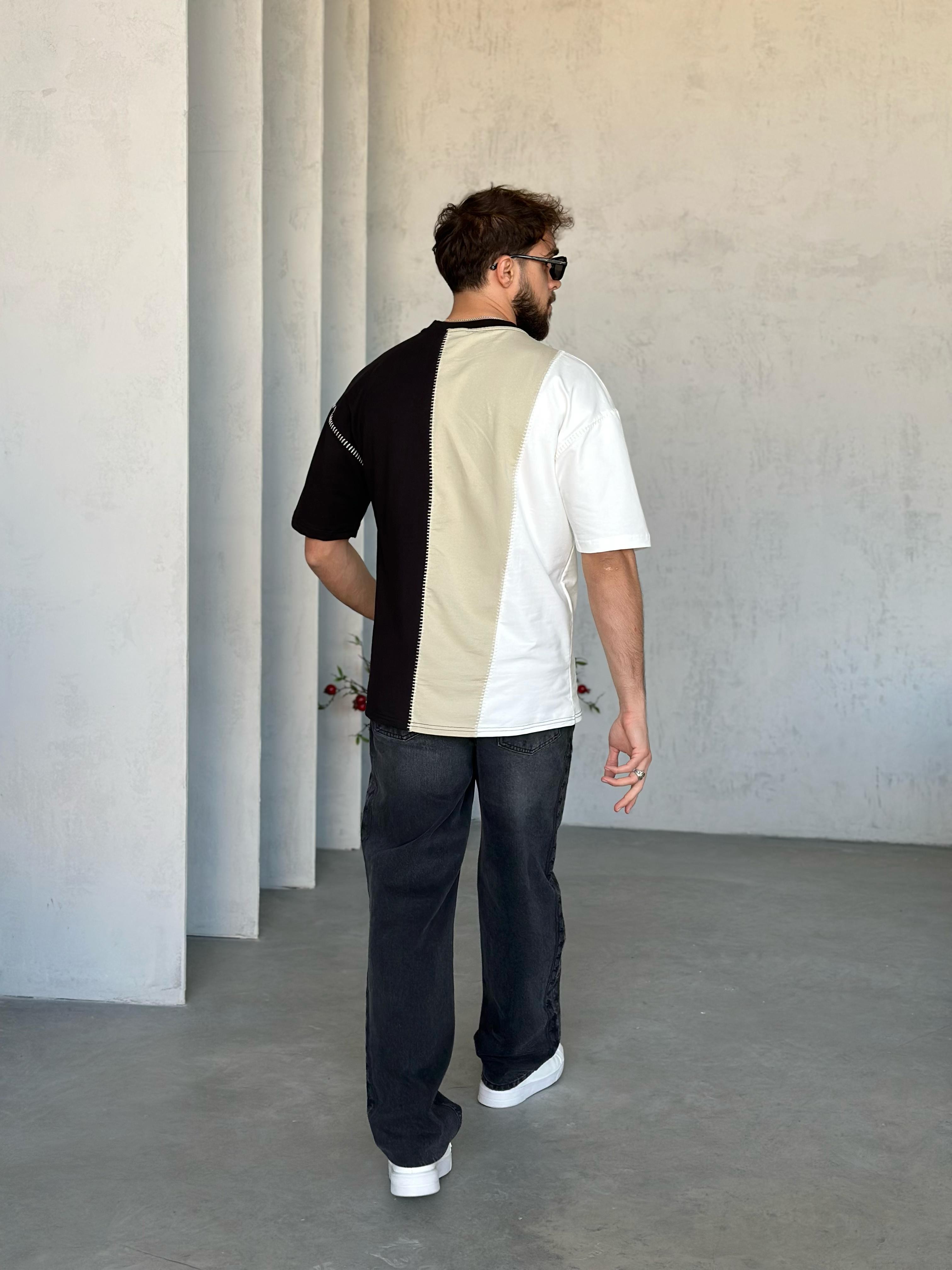 T502 Parçalı Dikiş Oversize T-shirt
