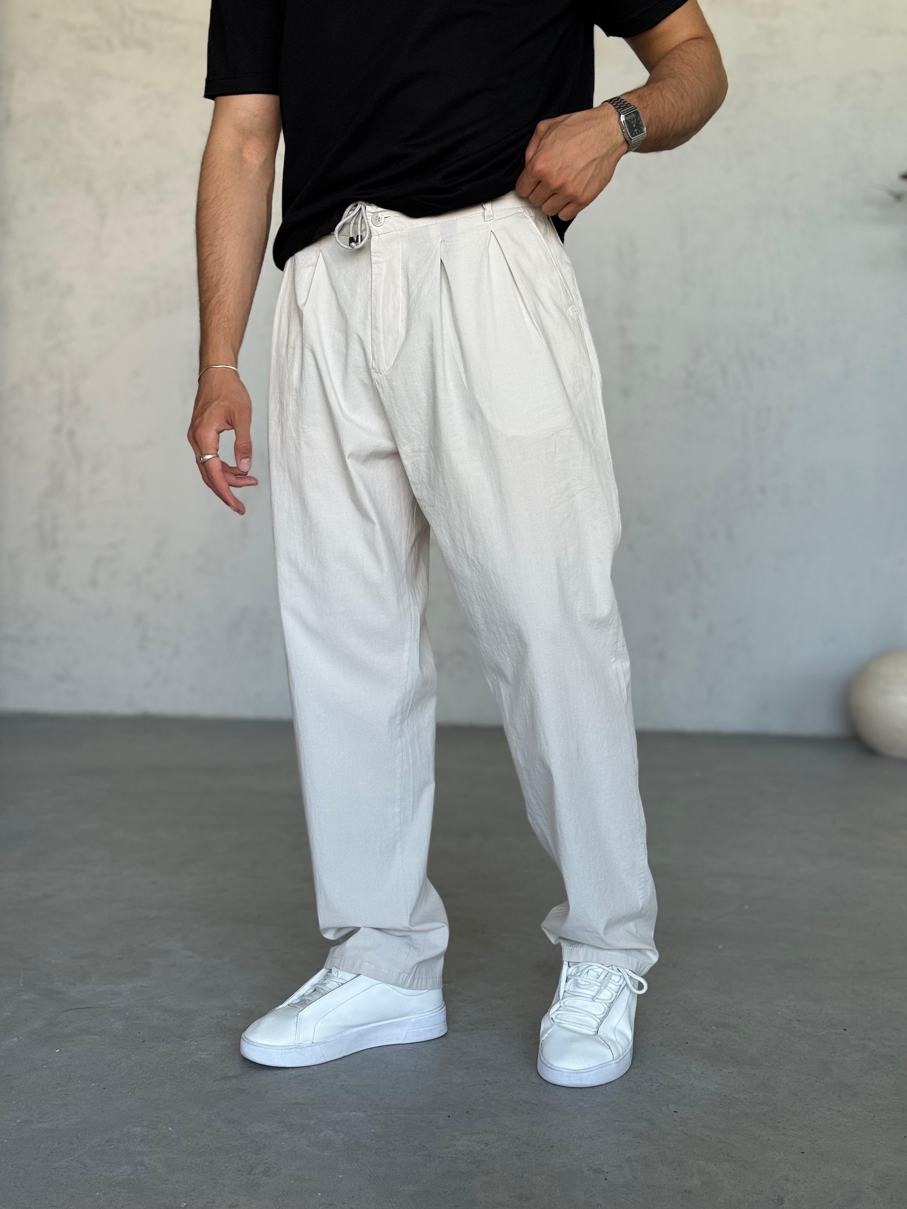KM700 Pileli Gabardin Kumaş Pantolon Taş