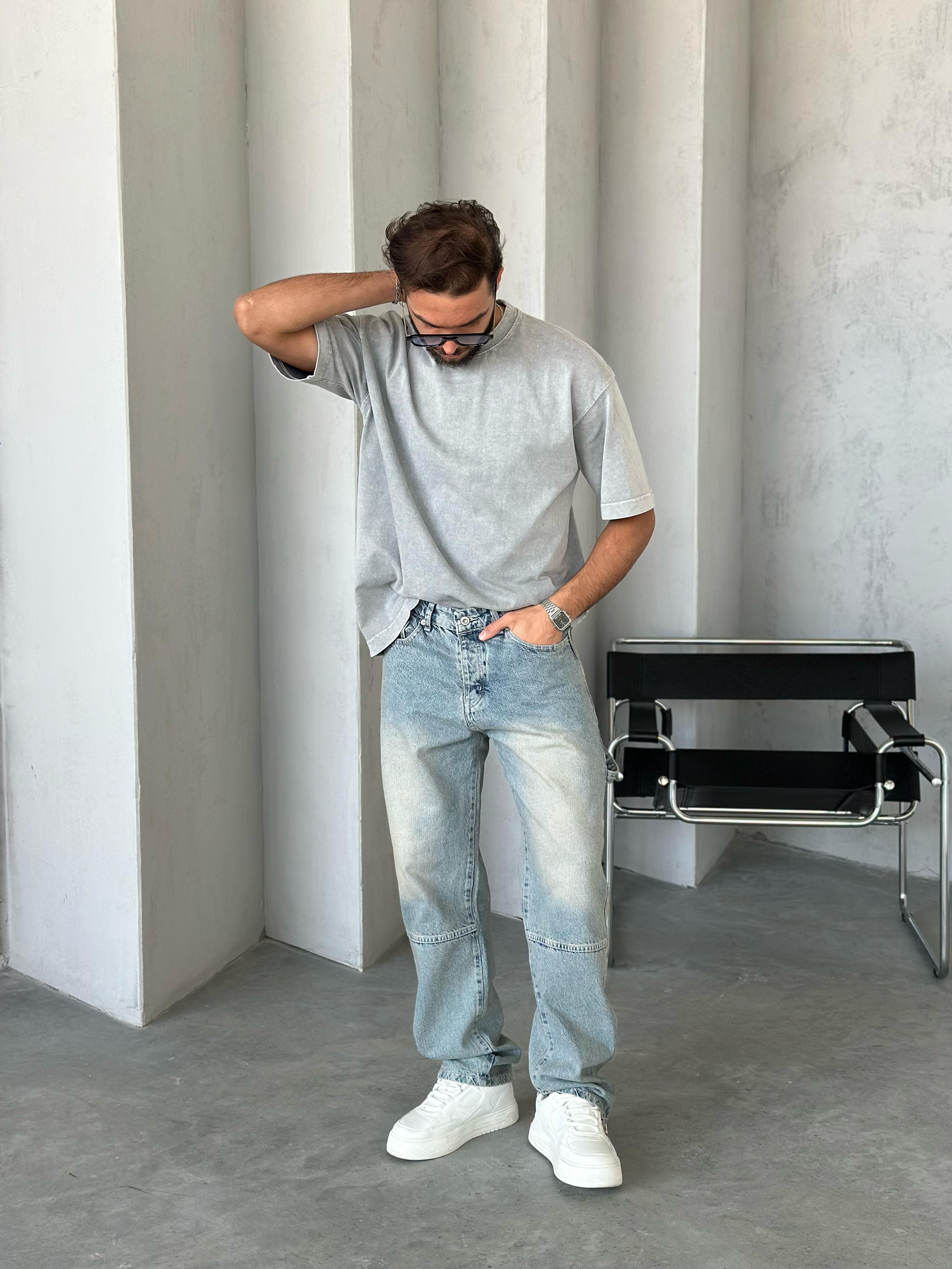 T100 Yıkamalı oversize 2 iplik t-shirt